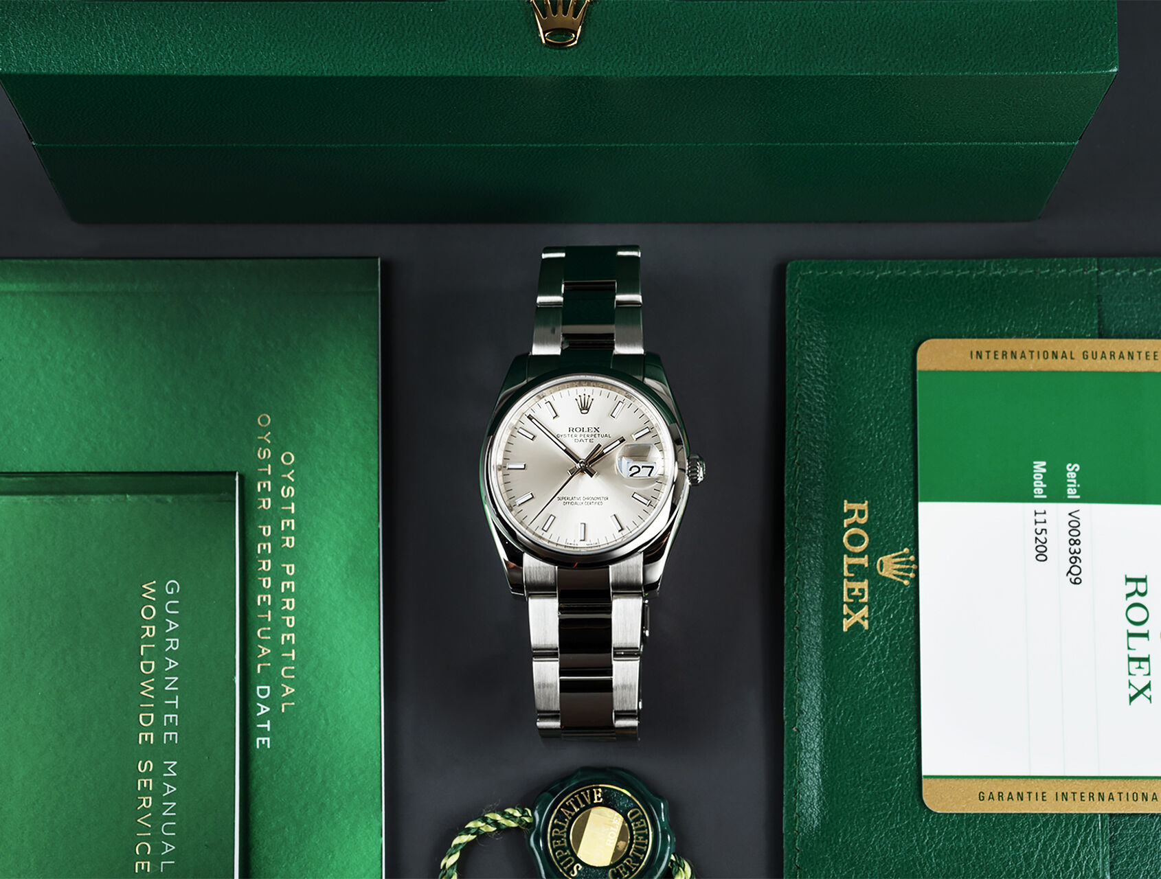 ref 115200 | 115200 - Box & Certificate | Rolex Oyster Perpetual Date