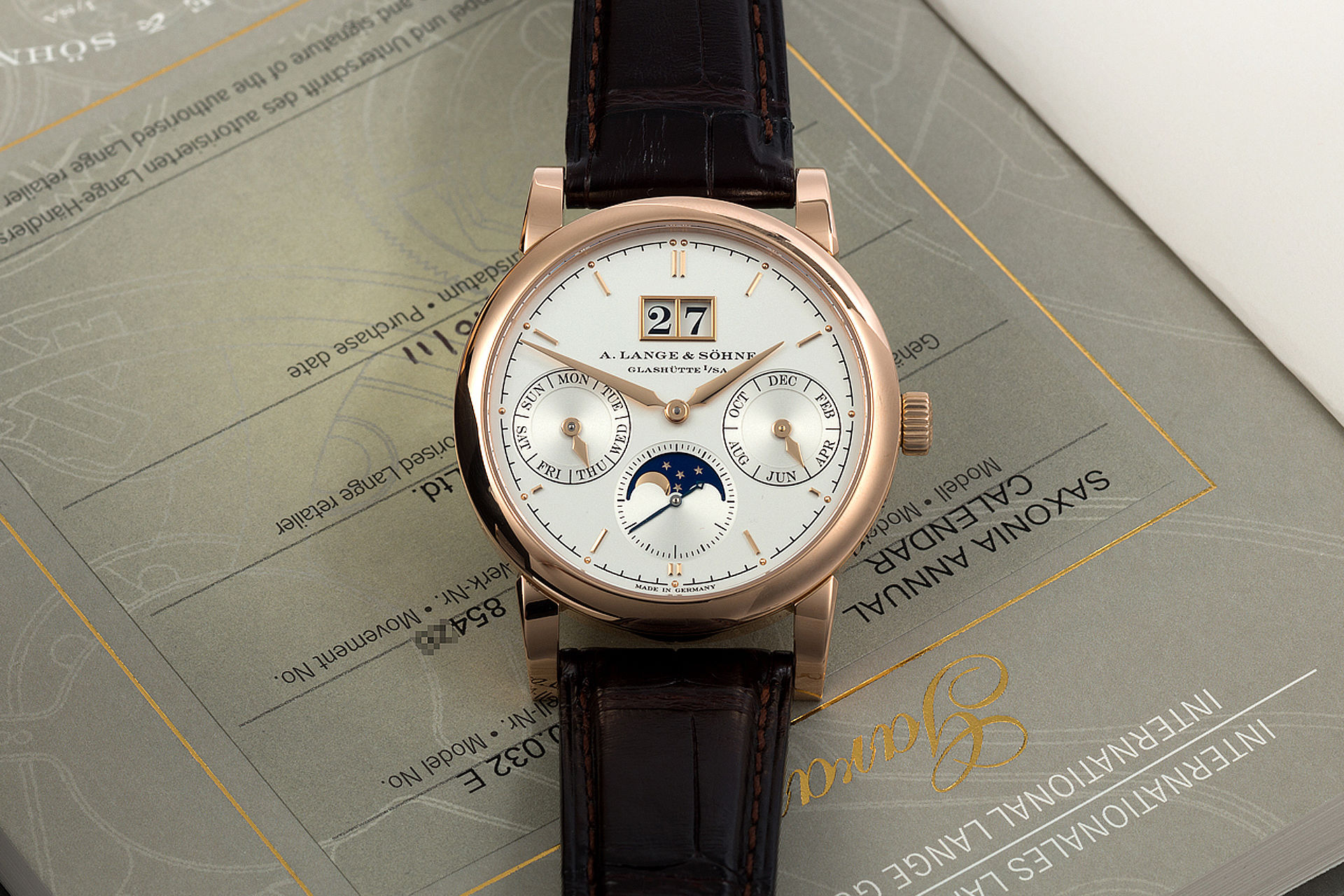 ref 330.032E | 38.5mm 18ct Rose Gold | A. Lange & Söhne Saxonia Annual Calendar