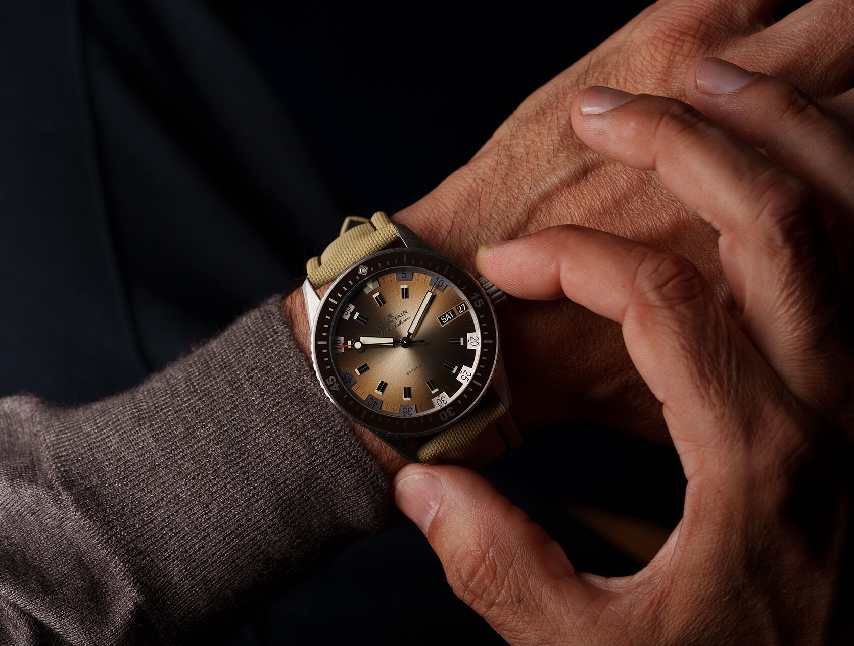 ref NO5052 | Fifty Fathoms Bathyscaphe Day Date Desert Edition | Blancpain Fifty Fathoms