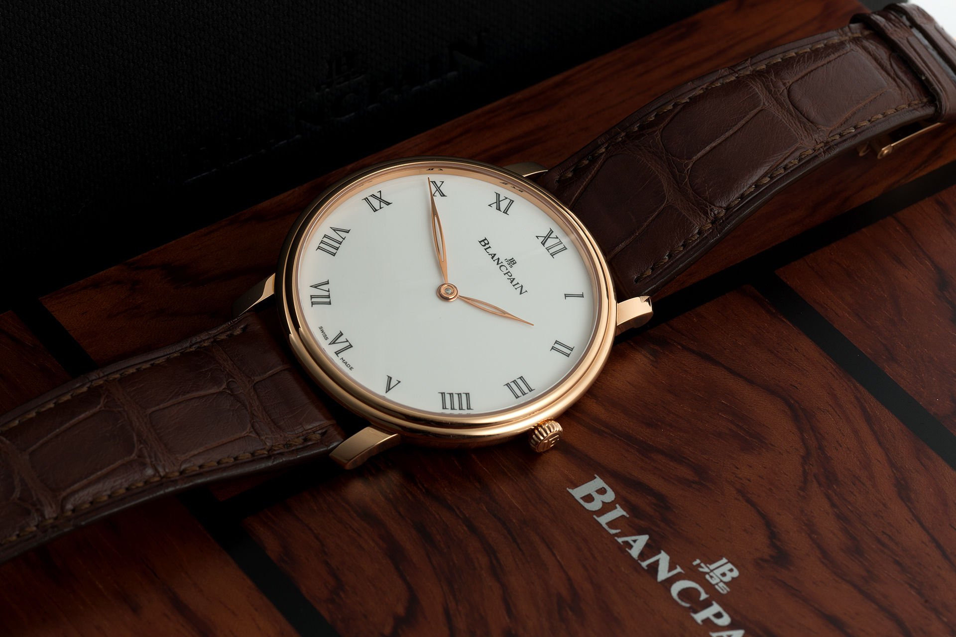 ref 6615-3631-55B | 'Grande Feu Enamel' Rose Gold | Blancpain Villeret