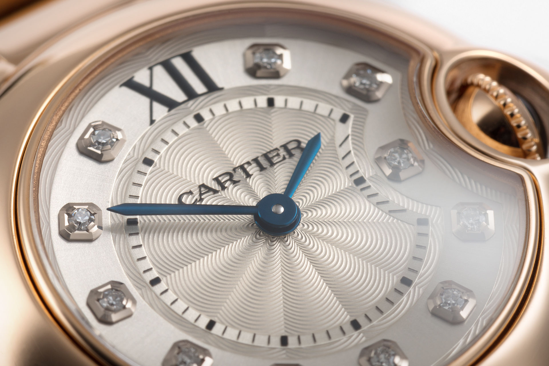 ref 3007 | 28mm Rose Gold Diamond Dial | Cartier Ballon Bleu