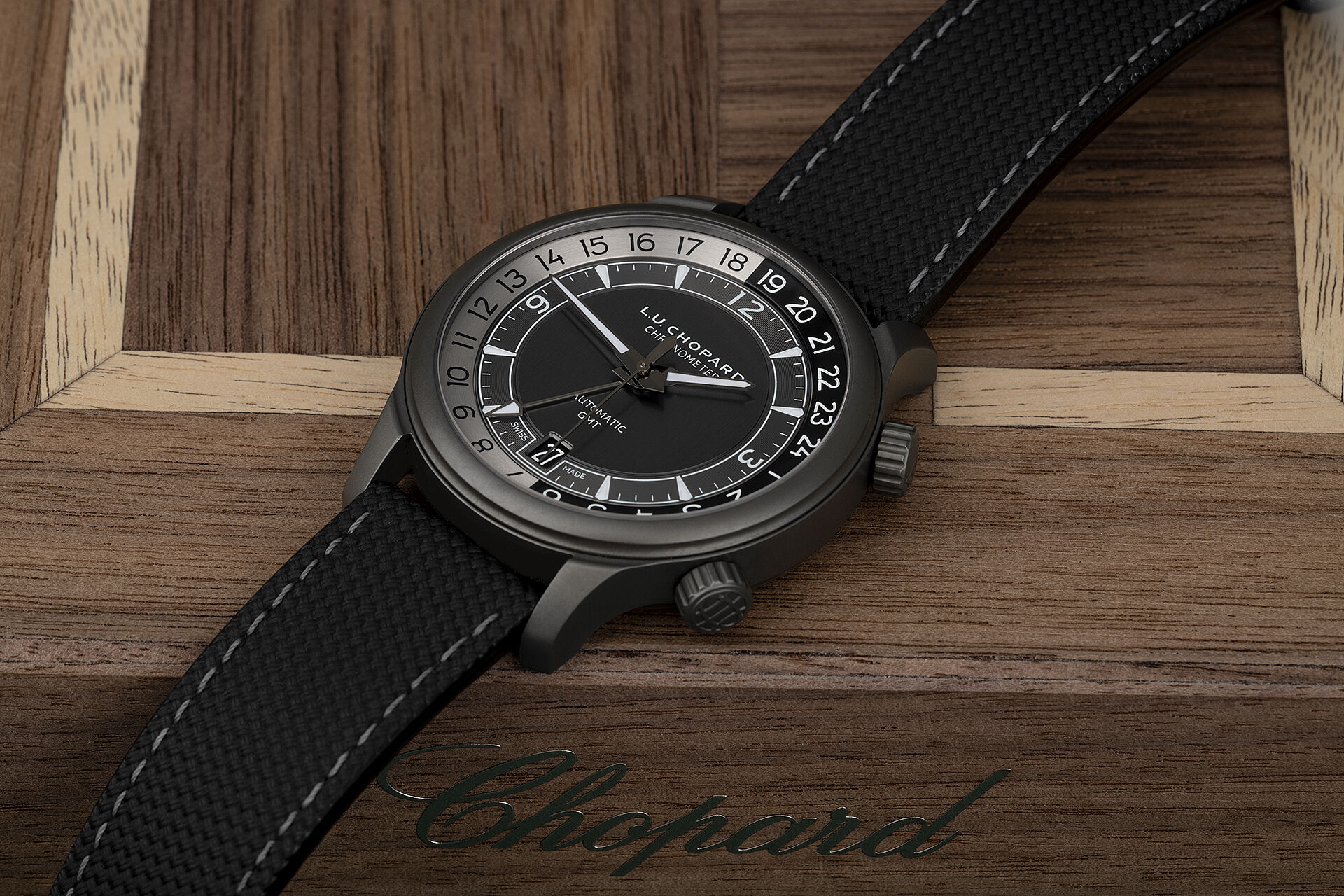 ref 168579-3004 | Chopard Warranty to 2023 | Chopard LUC GMT One Black