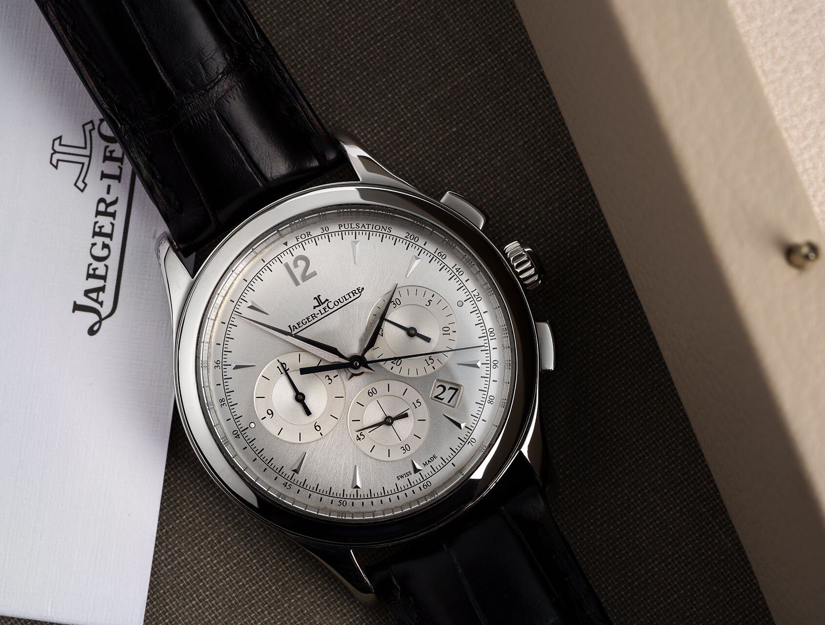 ref JLQ1538420 | Box & Papers | Jaeger-leCoultre Master Chronograph