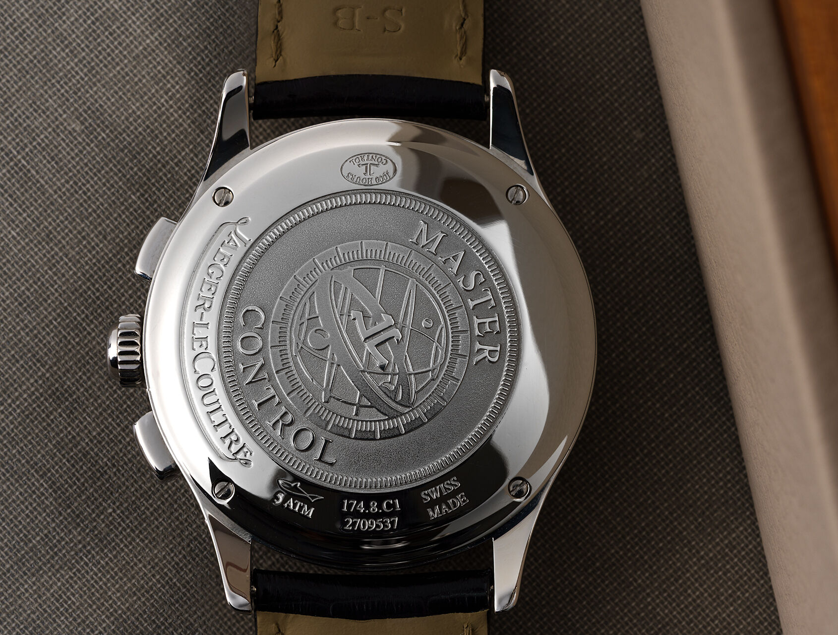 ref JLQ1538420 | Box & Papers | Jaeger-leCoultre Master Chronograph