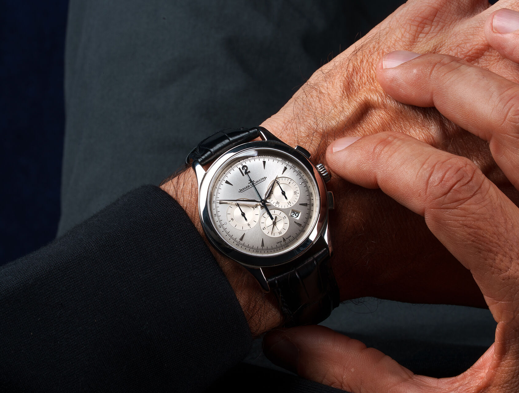ref JLQ1538420 | Box & Papers | Jaeger-leCoultre Master Chronograph