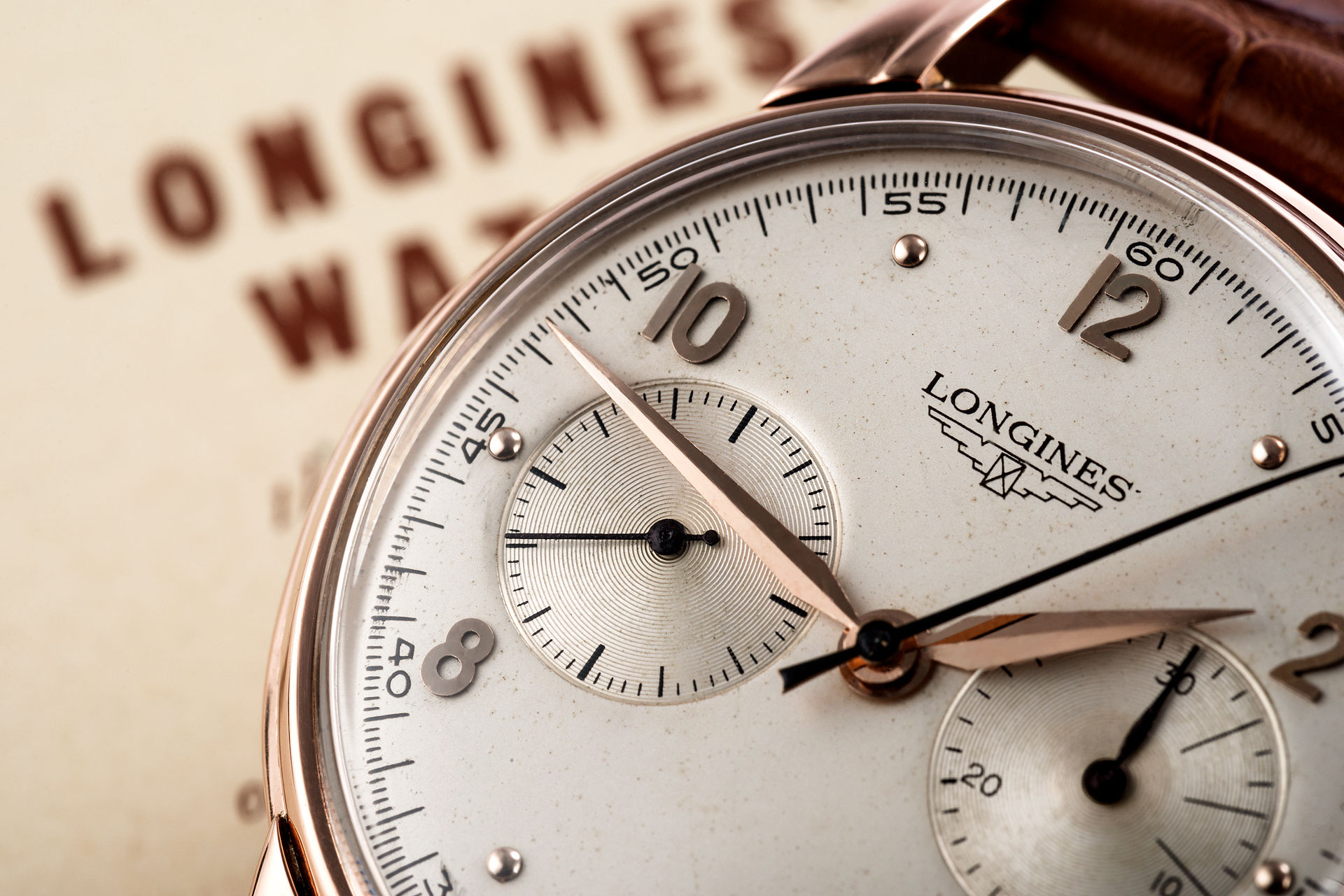 ref 5449 | Vintage 18ct Rose Gold | Longines Chronograph Flyback