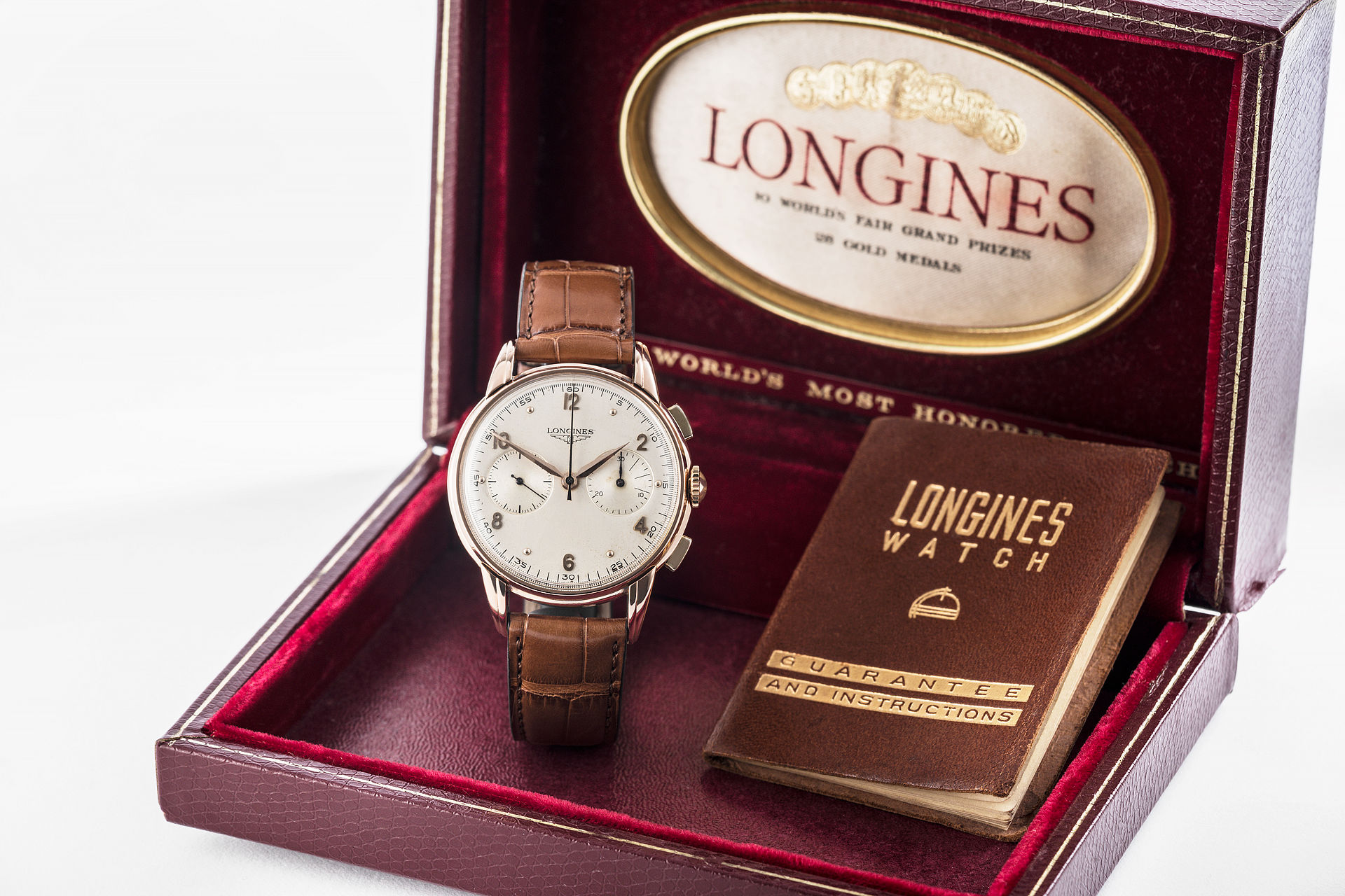 ref 5449 | Vintage 18ct Rose Gold | Longines Chronograph Flyback