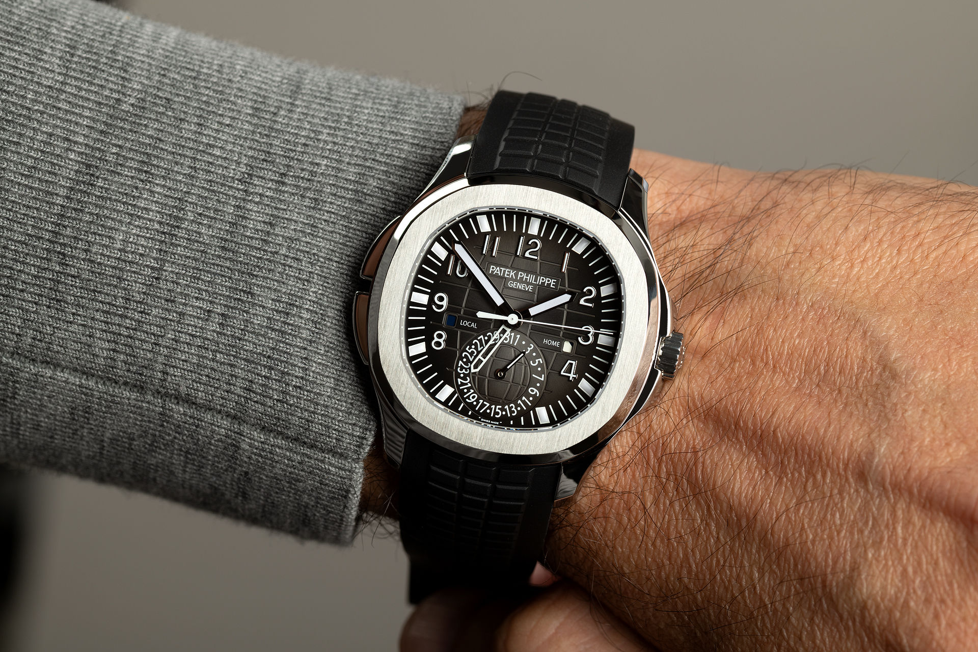 patek philippe aquanaut travel time stainless steel