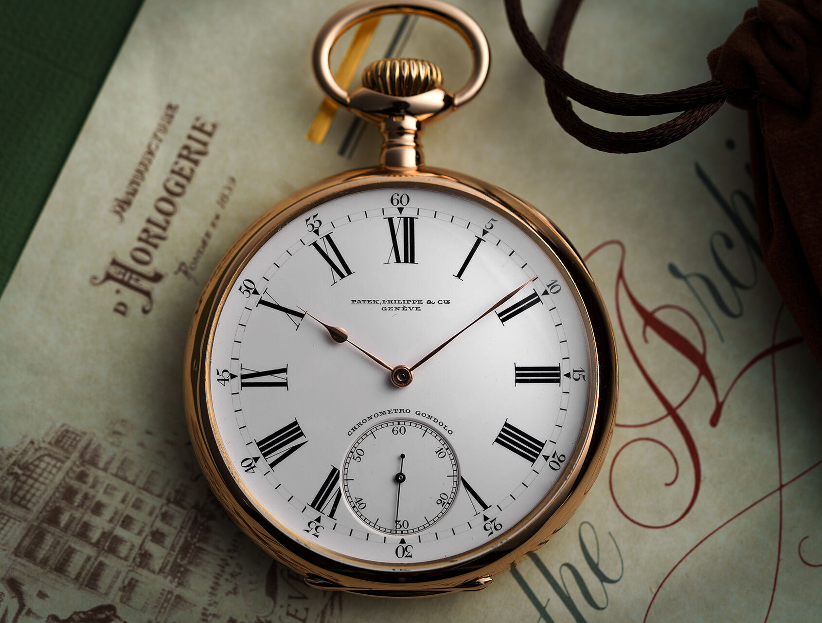 ref 0000 | Enamel Dial - 'Chronometro' | Patek Philippe Gondolo Pocket Watch