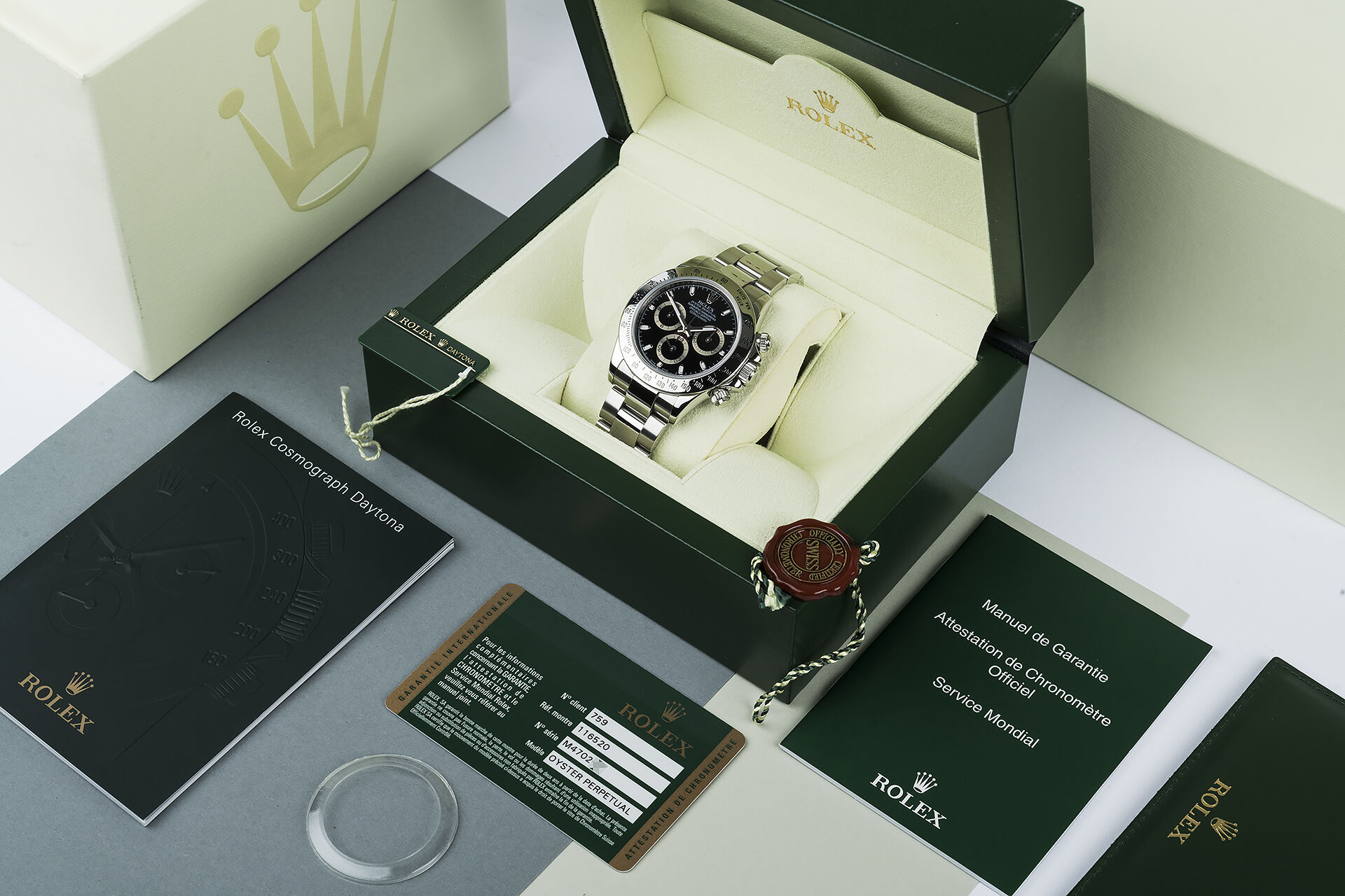 ref 116520 | Box & Certificate | Rolex Cosmograph Daytona