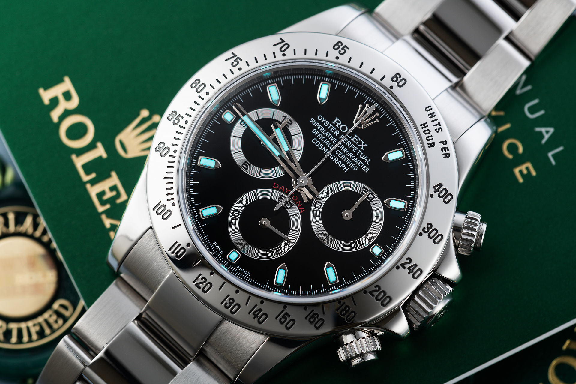 ref 116520 | 'Chromalight' Black Dial | Rolex Cosmograph Daytona