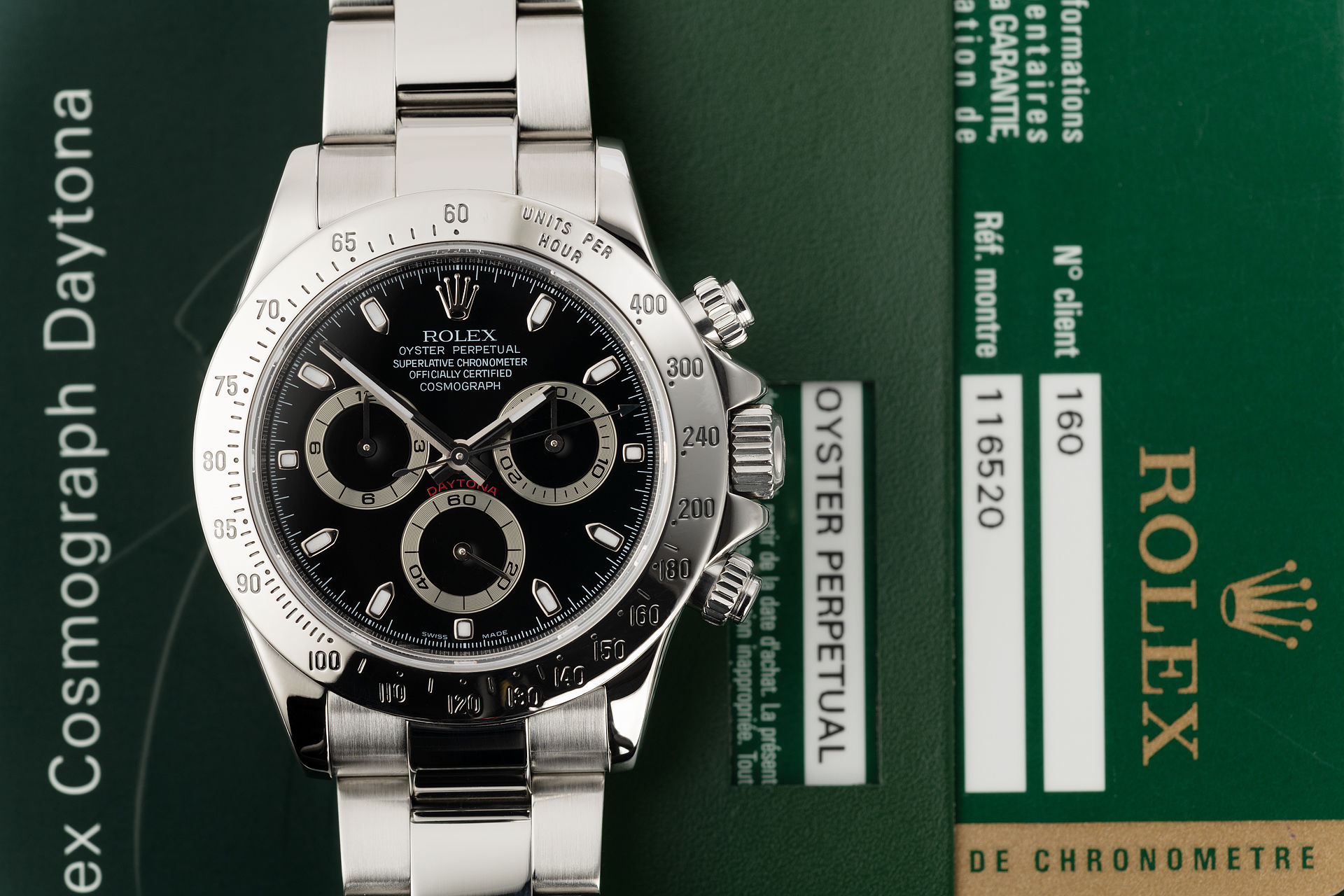 ref 116520 | Full Set 'Pre-Chromalight' Model | Rolex Cosmograph Daytona