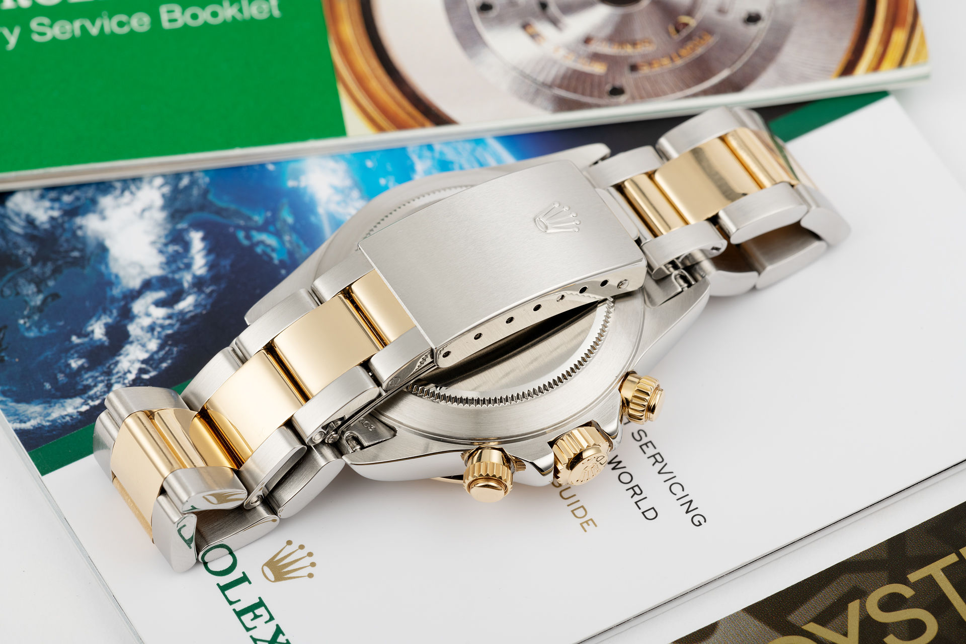 ref 16523 | Gold & Steel 'Upside Down Six' Rolex Warranty | Rolex Cosmograph Daytona