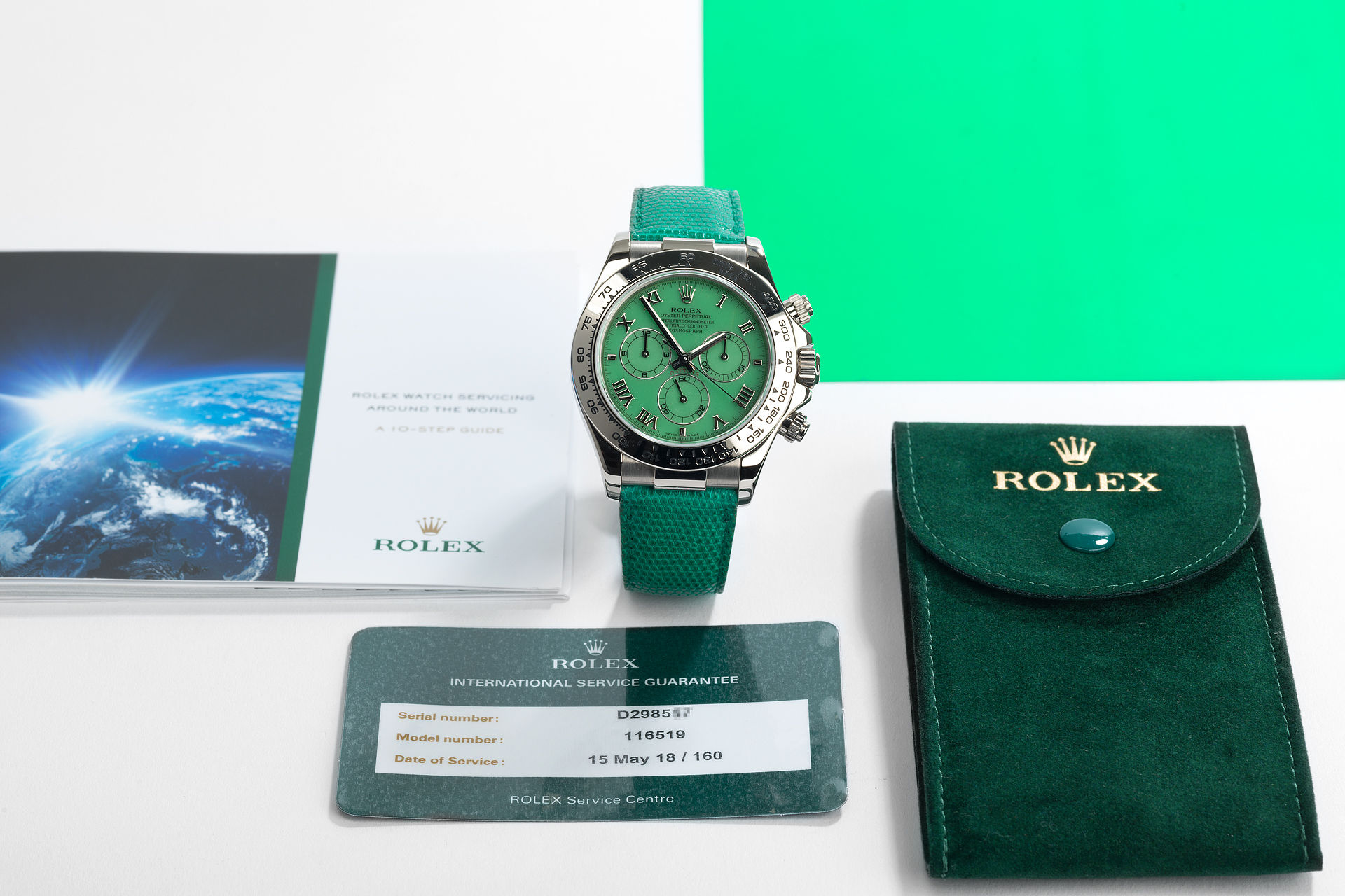 ref 116519 | Green Chrysoprase 'Rolex Warranty' | Rolex Cosmograph Daytona