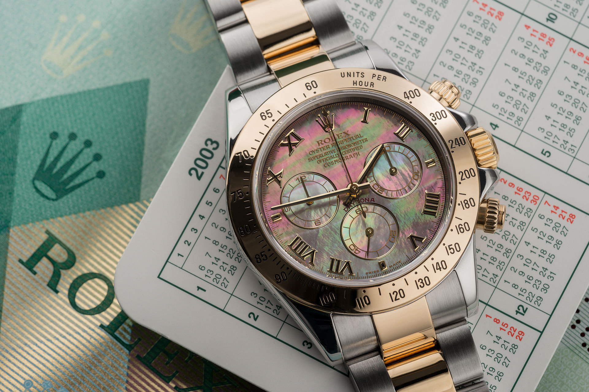 ref 116523 | 'Mother Of Pearl' Gold & Steel | Rolex Cosmograph Daytona