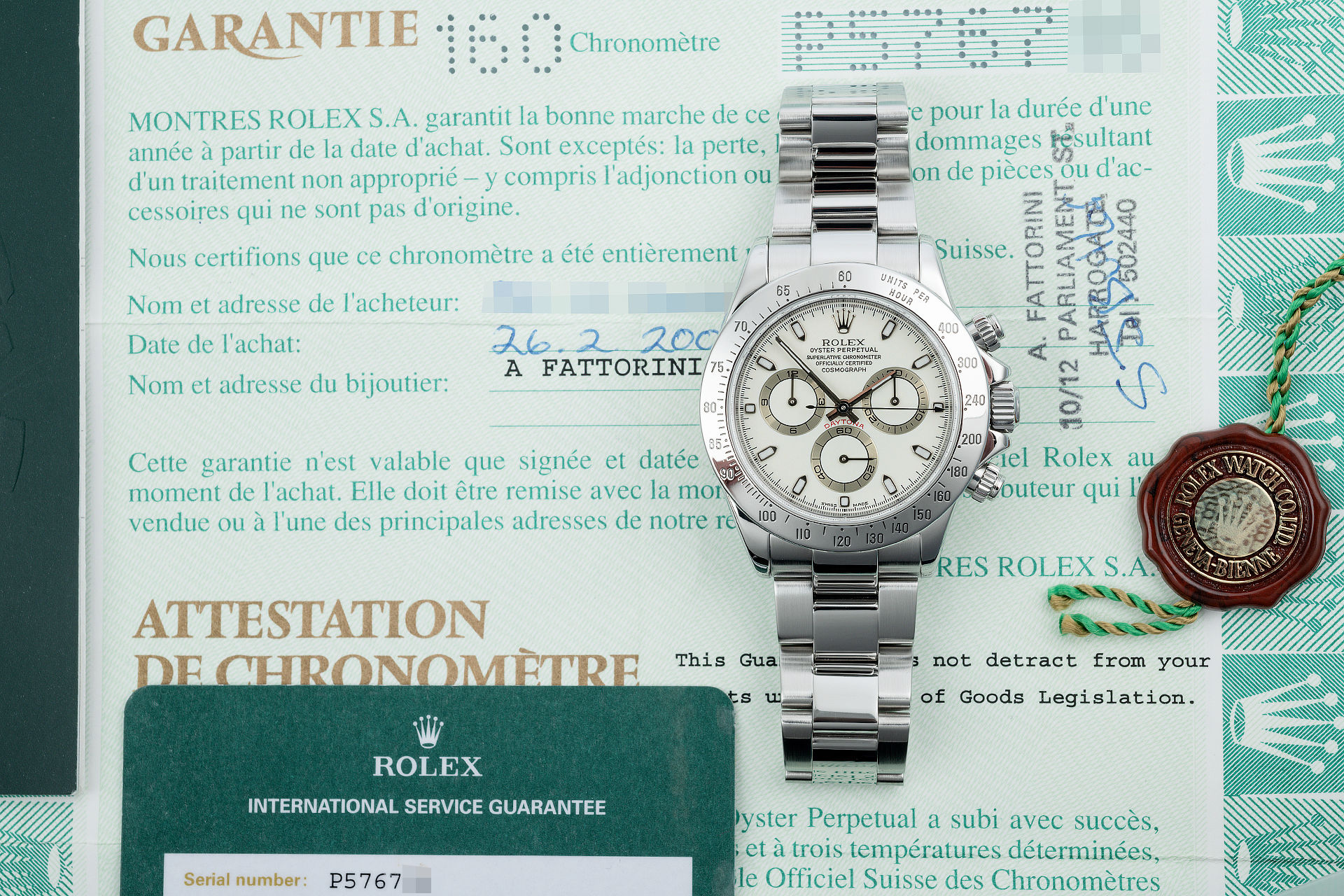 rolex daytona p serial