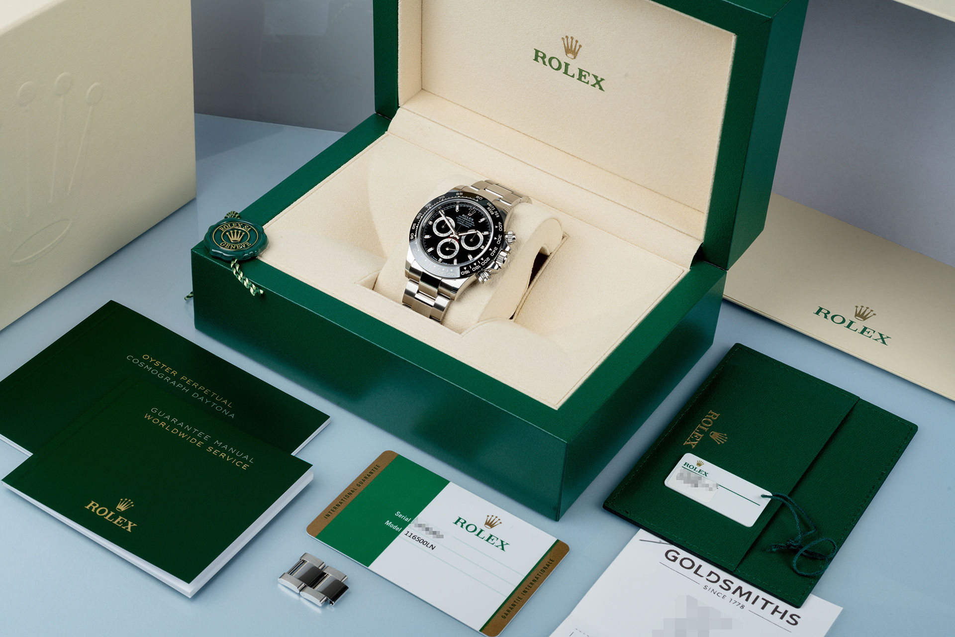 ref 116500LN | 'Rolex International Warranty to 2025' | Rolex Cosmograph Daytona