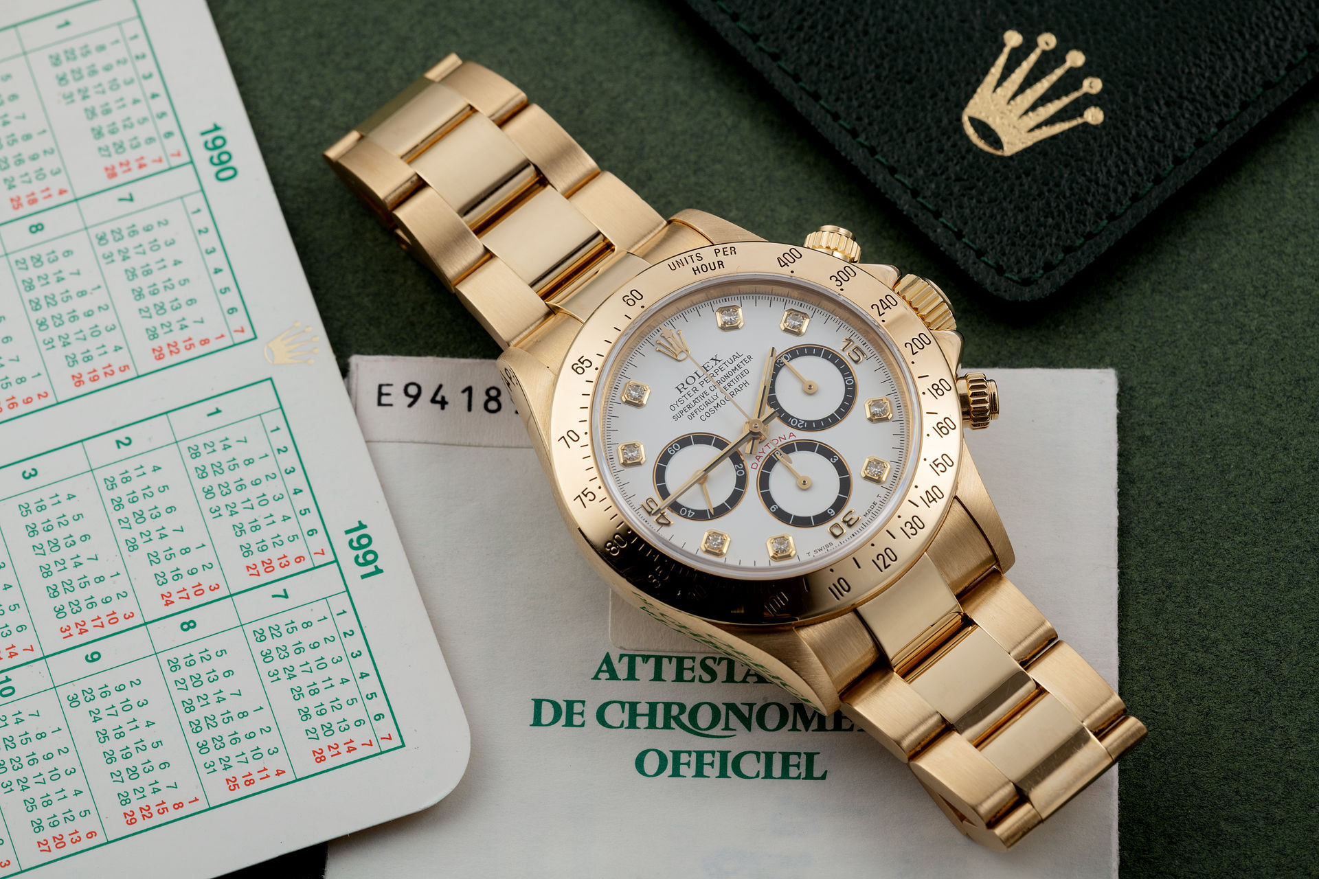 ref 16528 | Yellow Gold 'Rare Diamond Dial' | Rolex Cosmograph Daytona