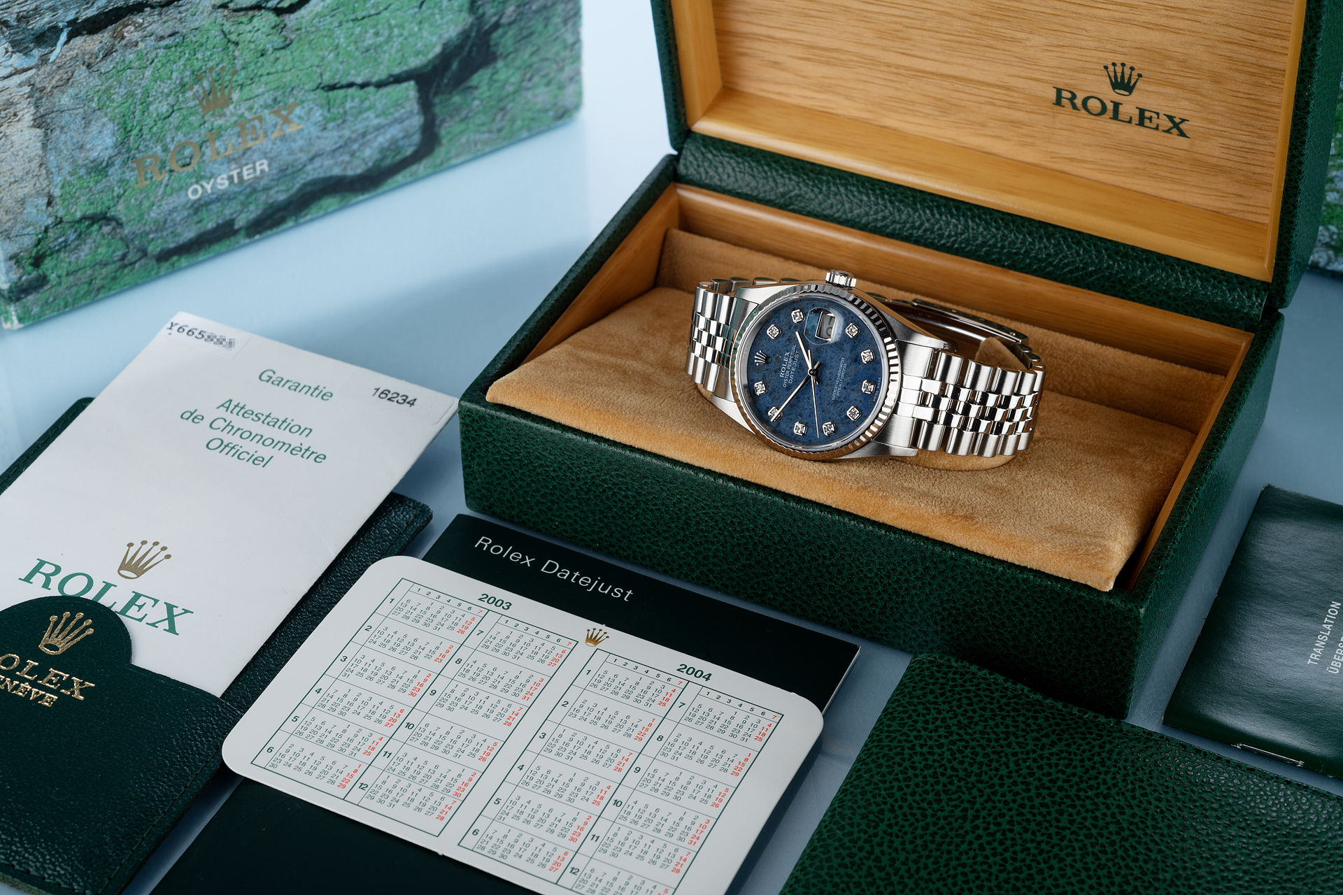 ref 16234 | Box and Certificate - Sodalite Dial | Rolex Datejust