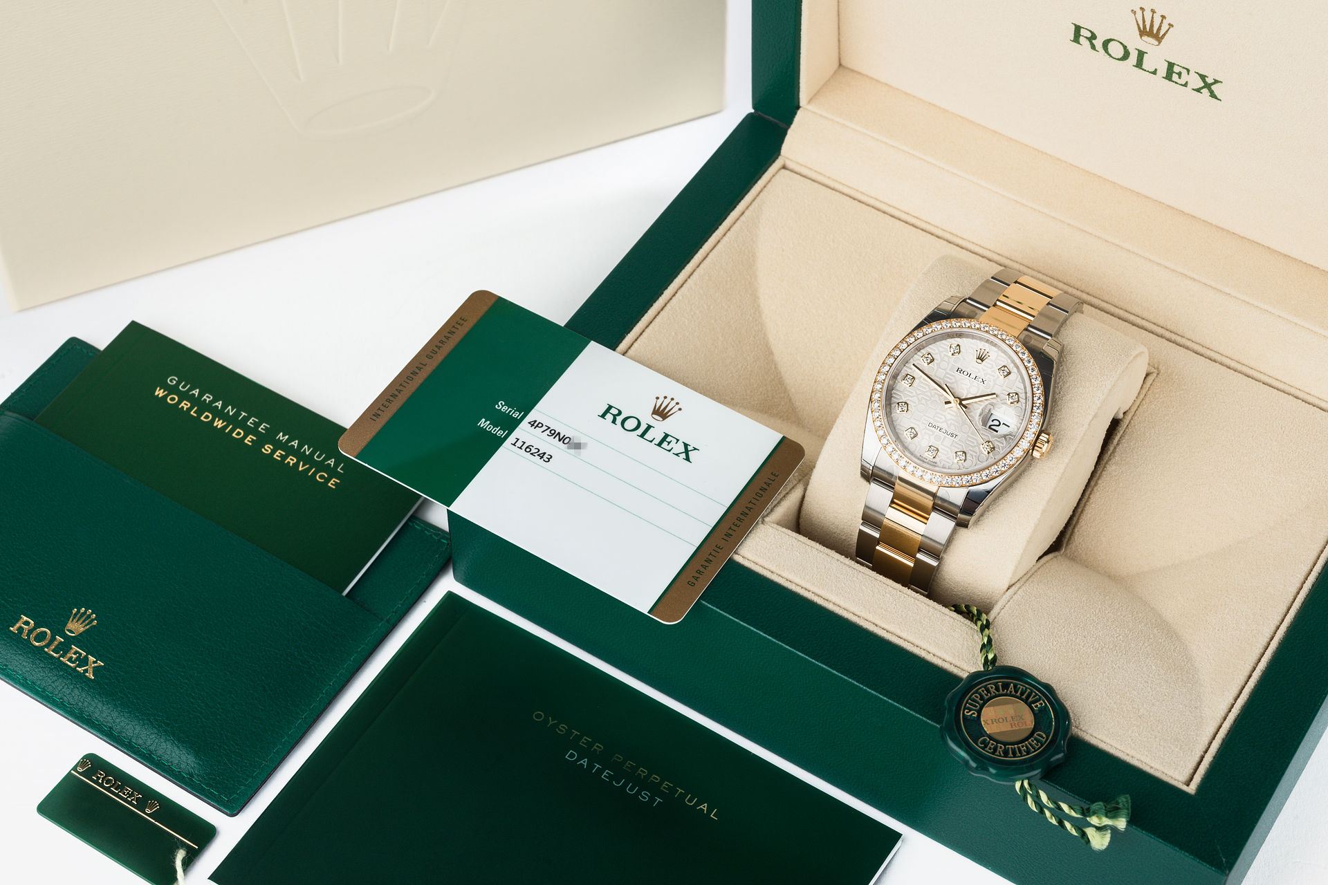 ref 116243 | 'Diamond Bezel' Fully Stickered | Rolex Datejust