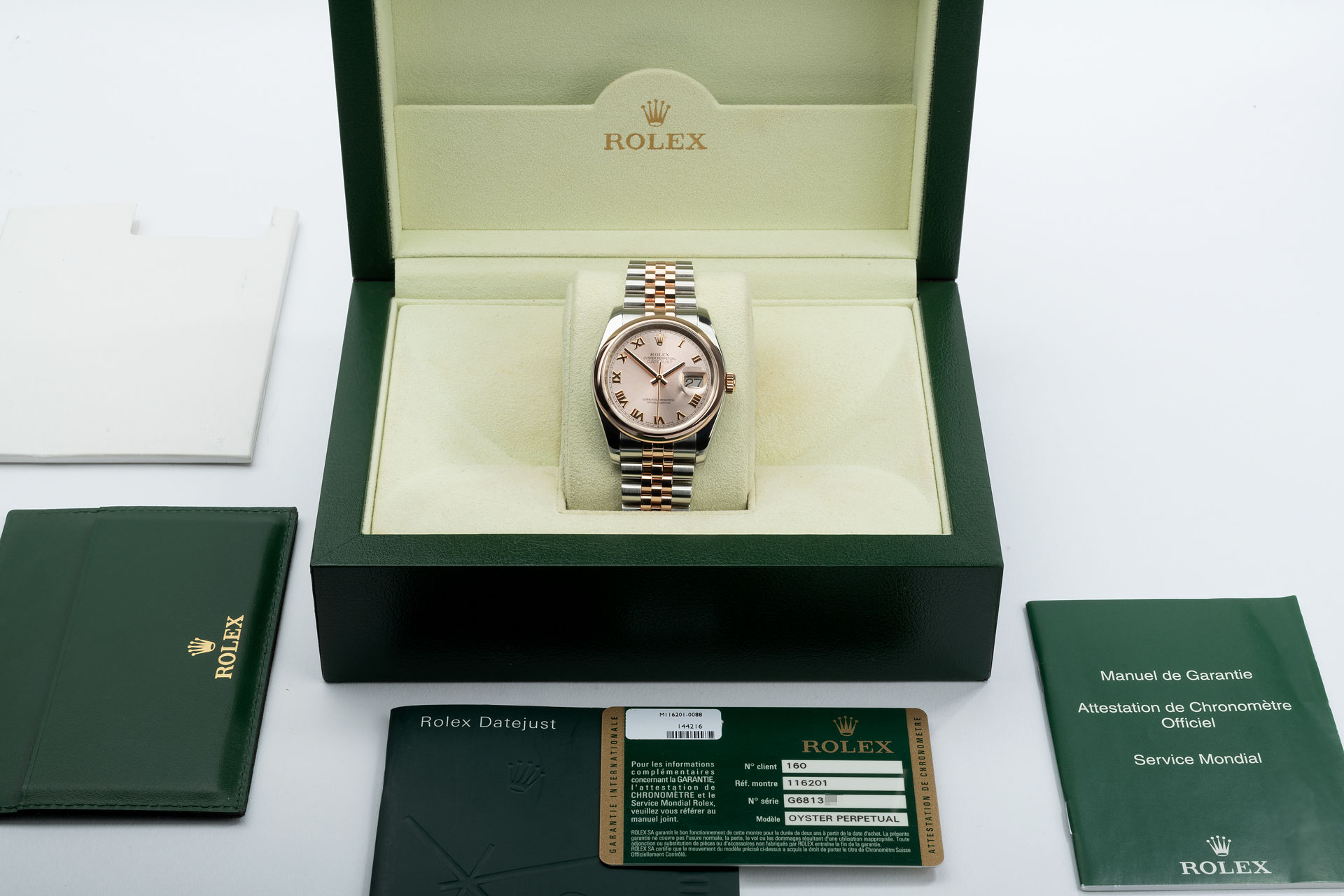 ref 116201 | Everose & Steel 'Box & Papers' | Rolex Datejust