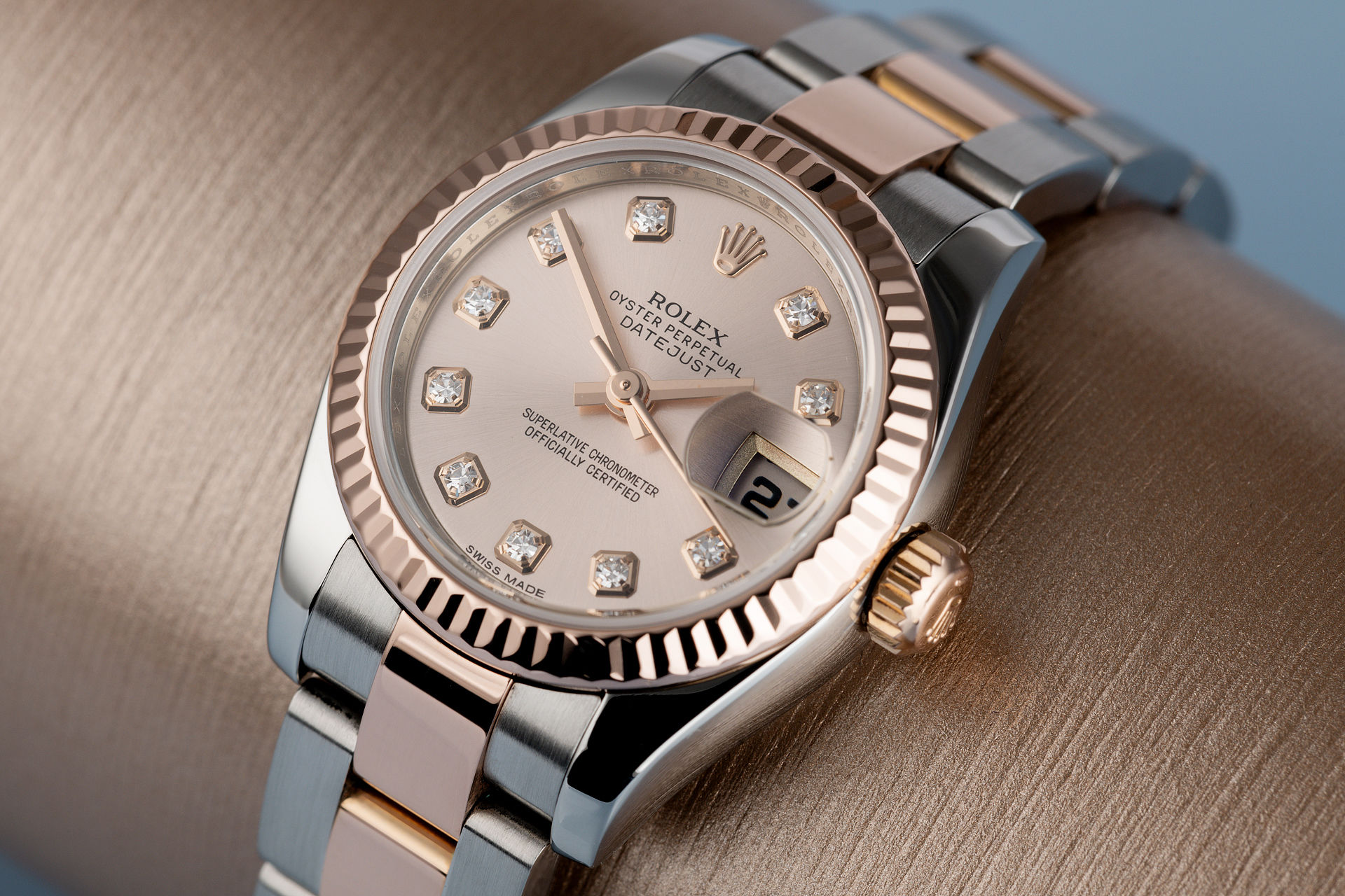 ref 179171 | Everose & Steel 'Diamond Dial' | Rolex Datejust