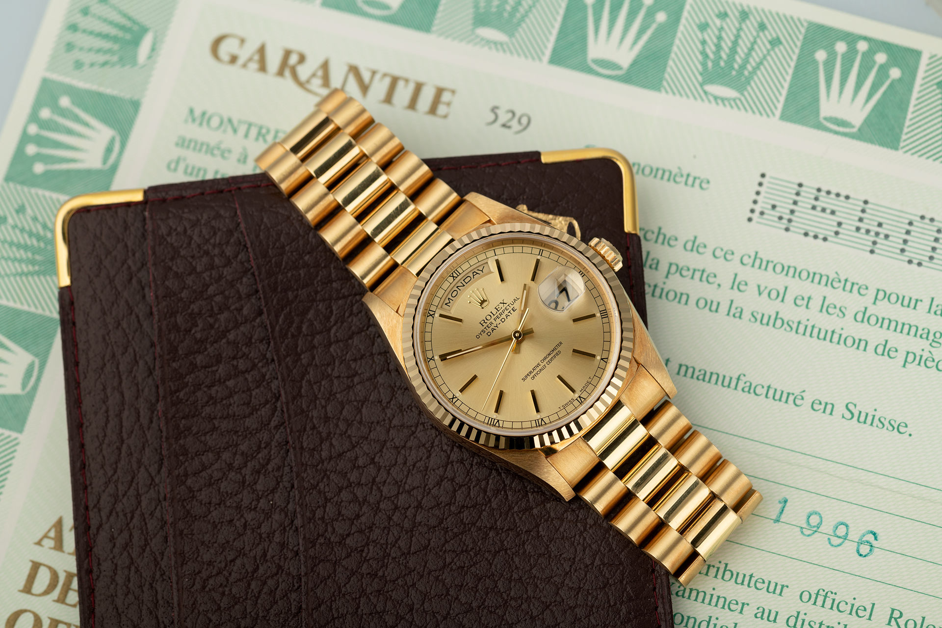 ref 18238 | 'Never Polished' Box & Papers | Rolex Day-Date