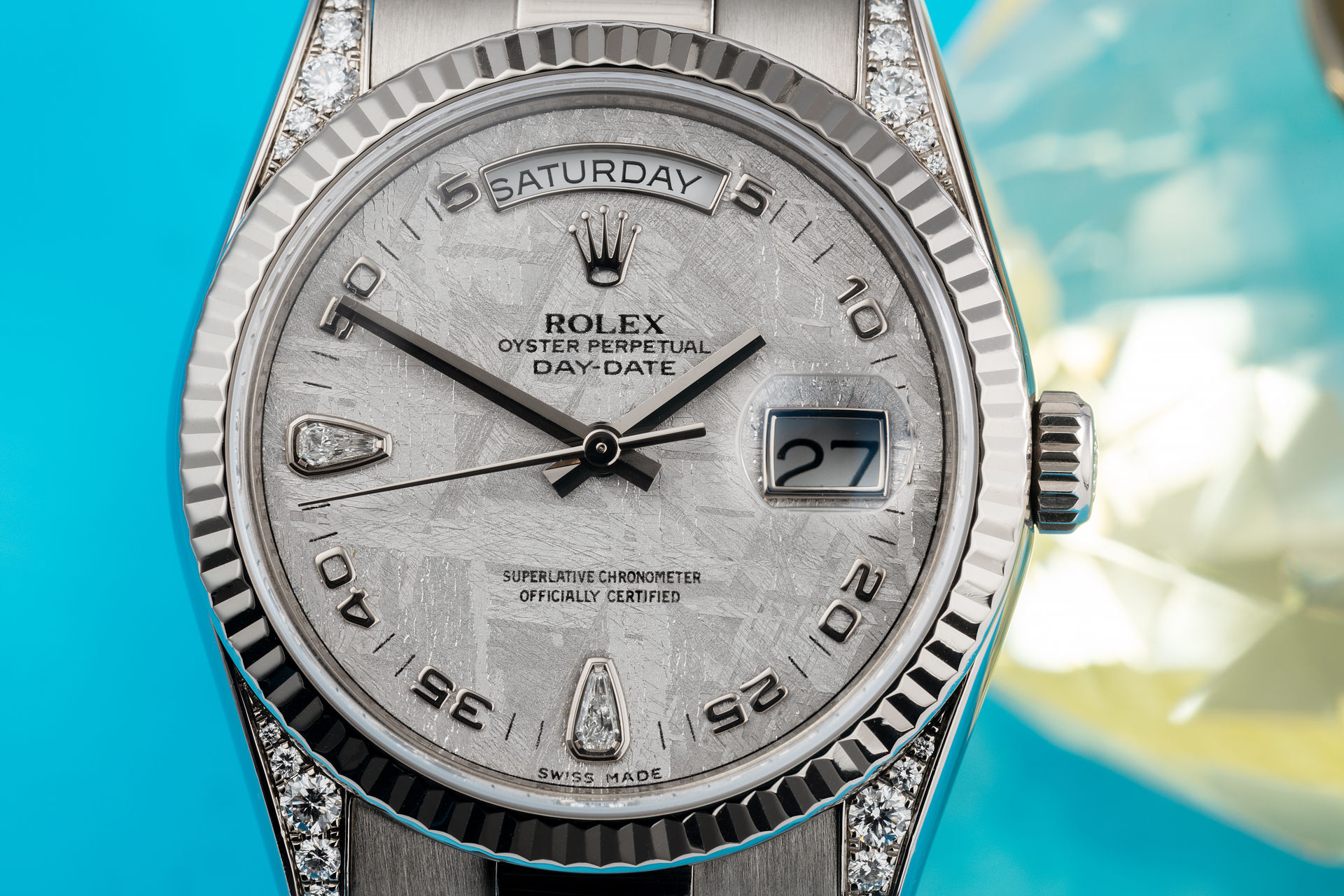 ref 118339 | White Gold - 'Meteorite Diamond Dial' | Rolex Day-Date