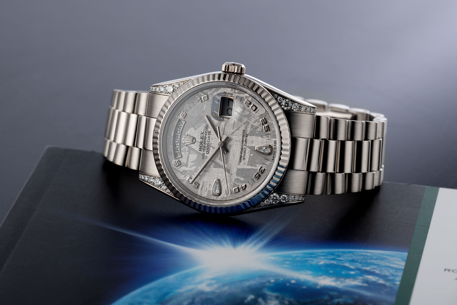 ref 118339 | White Gold - 'Meteorite Diamond Dial' | Rolex Day-Date