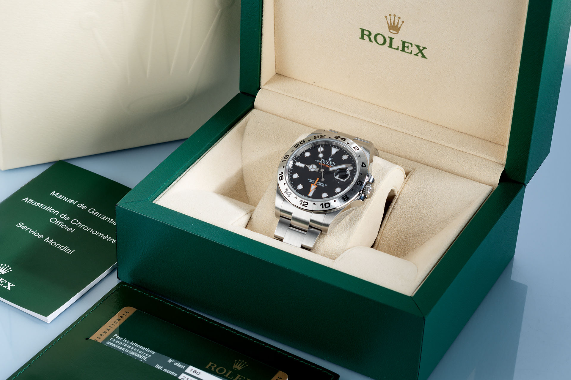 ref 216570 | Box & Cert 'Orange Hand' | Rolex Explorer II