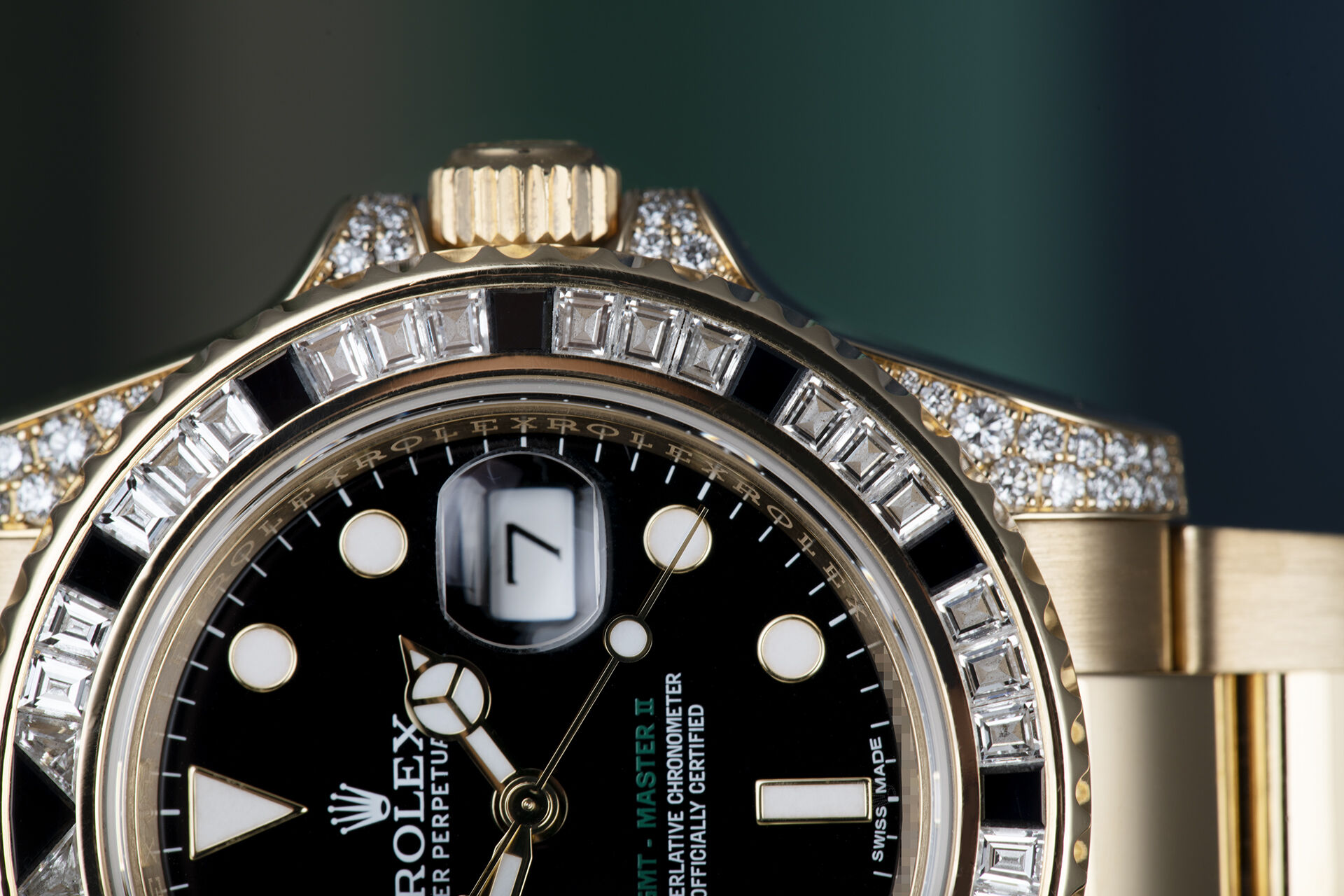 ref 116758SANR | Baguette Diamond & Black Sapphire  | Rolex GMT-Master II