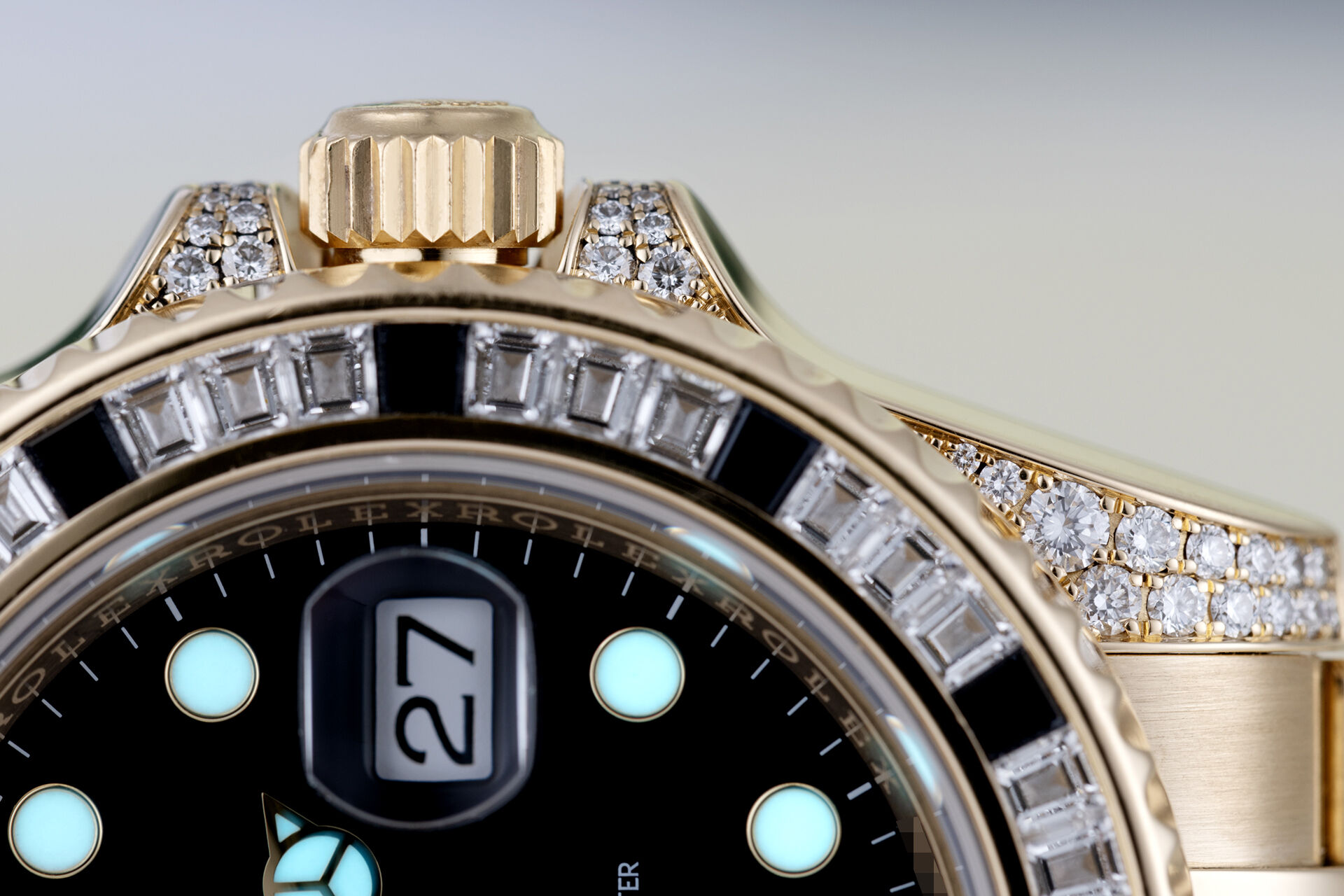 ref 116758SANR | Baguette Diamond & Black Sapphire  | Rolex GMT-Master II