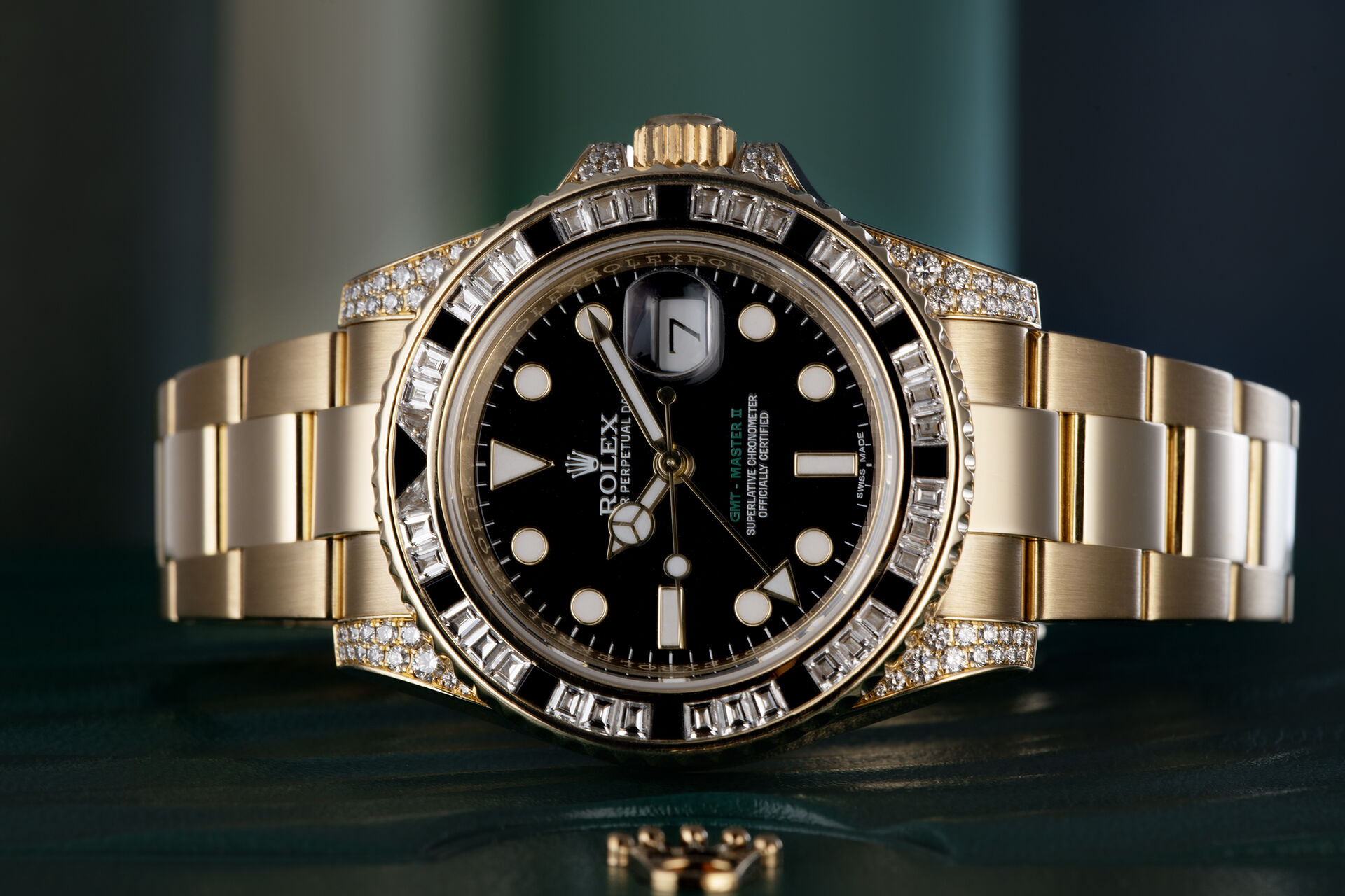 ref 116758SANR | Baguette Diamond & Black Sapphire  | Rolex GMT-Master II