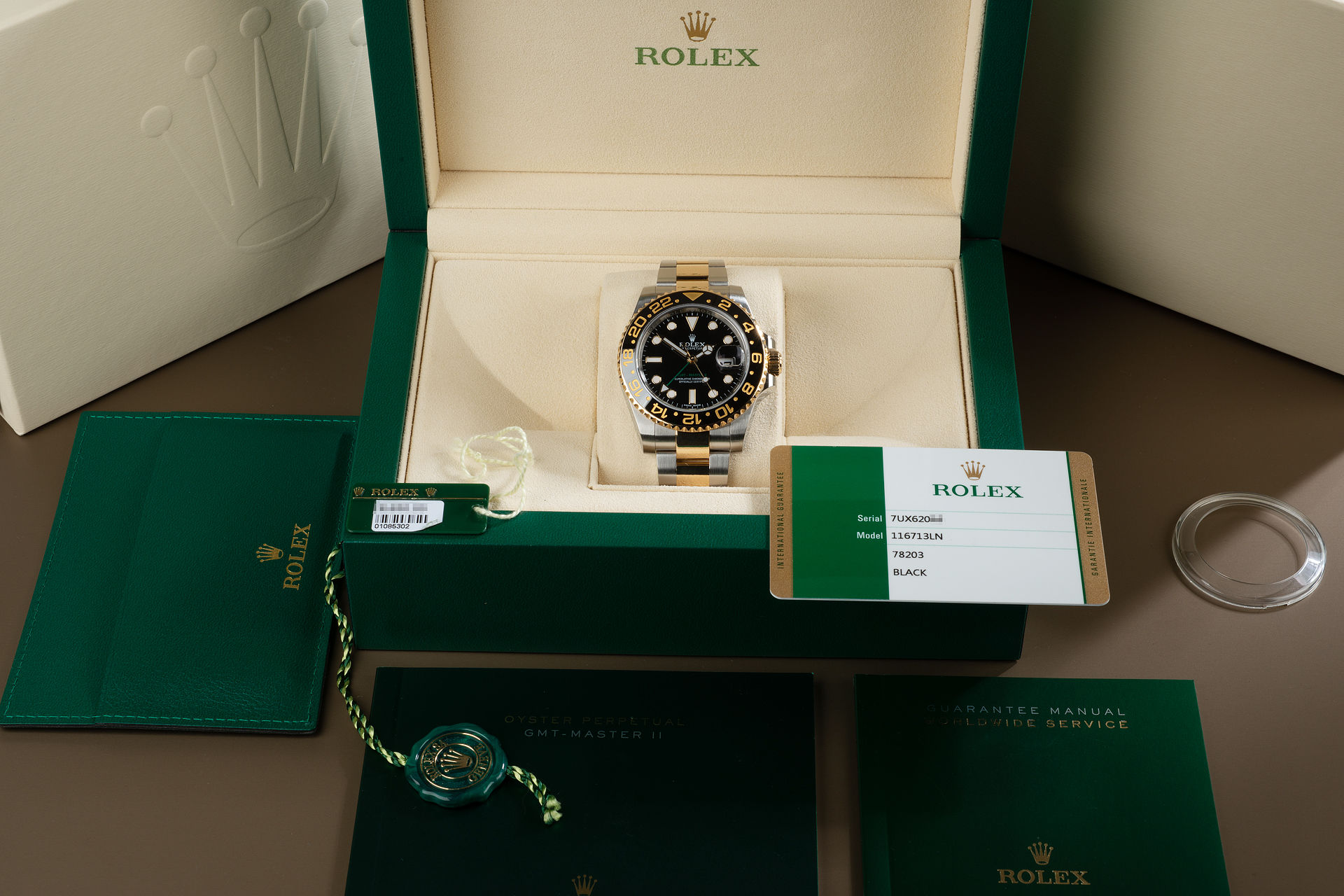 ref 116713LN | Gold & Steel 'Rolex Warranty' | Rolex GMT-Master II