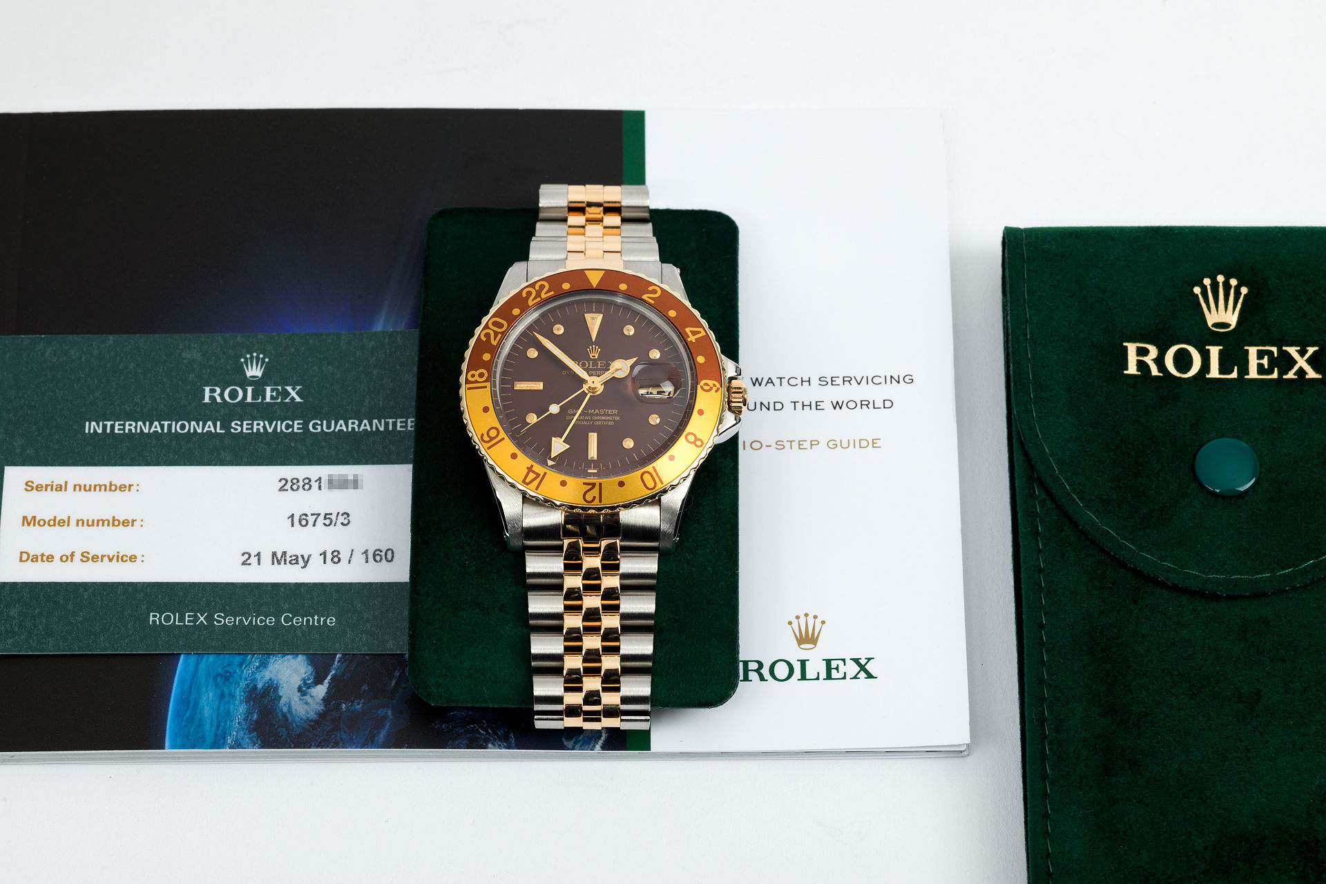 ref 1675/3 | Root Beer 'Rolex Service Warranty' | Rolex GMT-Master