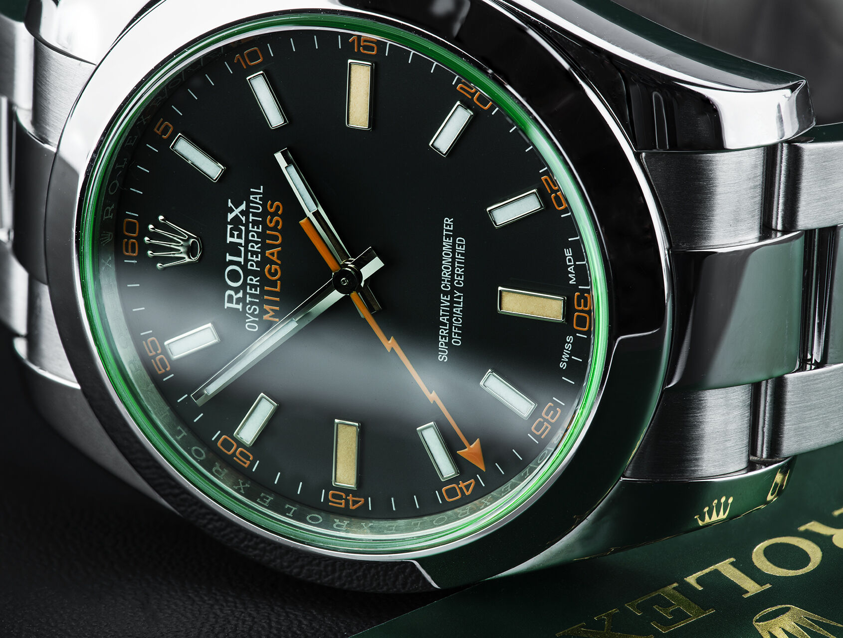 ref 116400GV | 116400GV - Green Glass | Rolex Milgauss