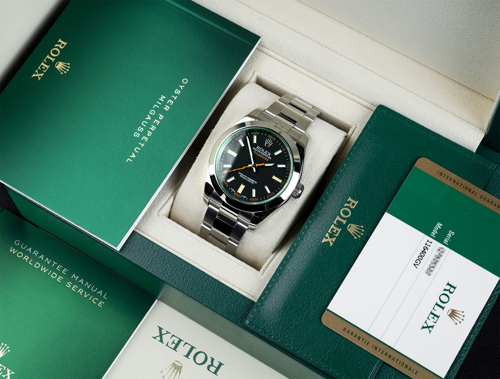 ref 116400GV | 116400GV - Green Glass | Rolex Milgauss