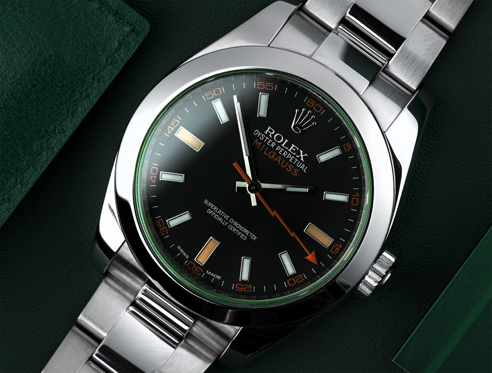 ref 116400GV | 116400GV - Green Glass | Rolex Milgauss