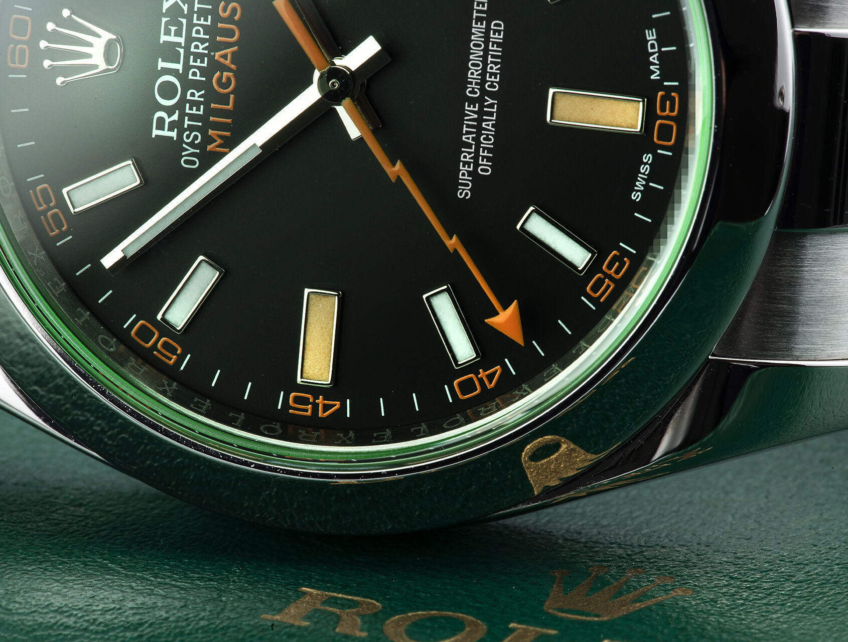 ref 116400GV | 116400GV - Green Glass | Rolex Milgauss