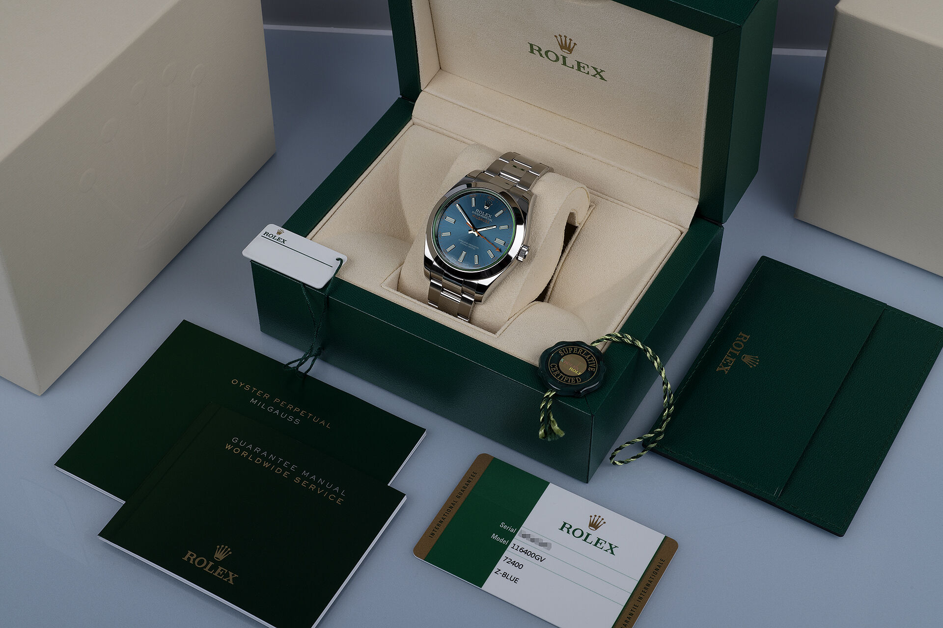 ref 116400GV | Box & Certificate | Rolex Milgauss