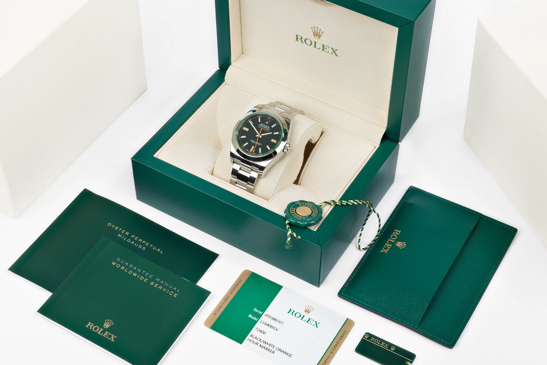 ref 116400GV | 'Green Glass' 5 Year Warranty | Rolex Milgauss