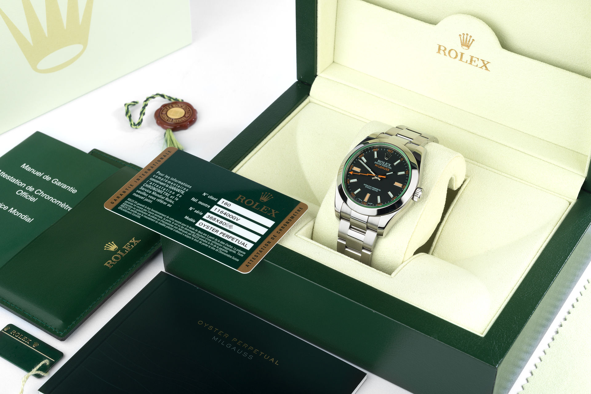 ref 116400GV | Box & Papers | Rolex Milgauss