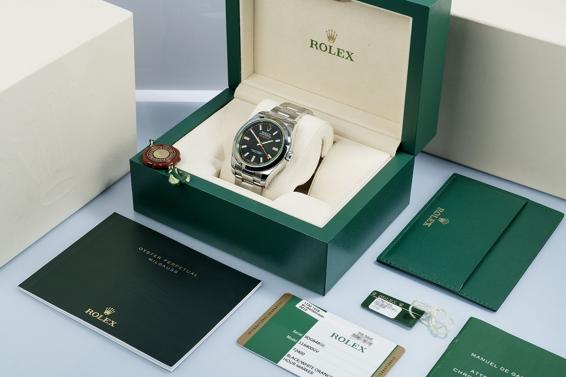 ref 116400GV | Green Glass Model | Rolex Milgauss