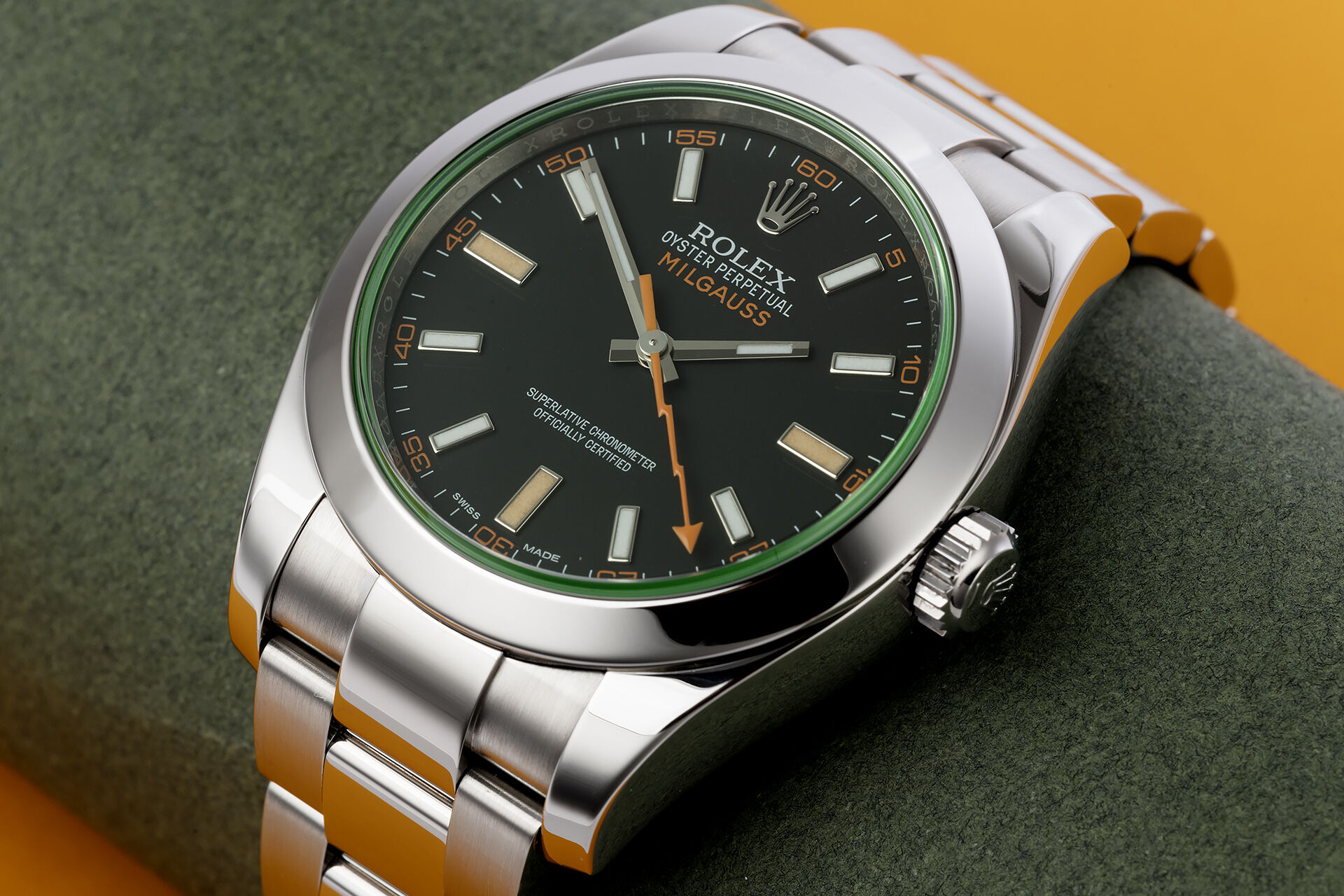 ref 116400GV | Green Glass Model | Rolex Milgauss