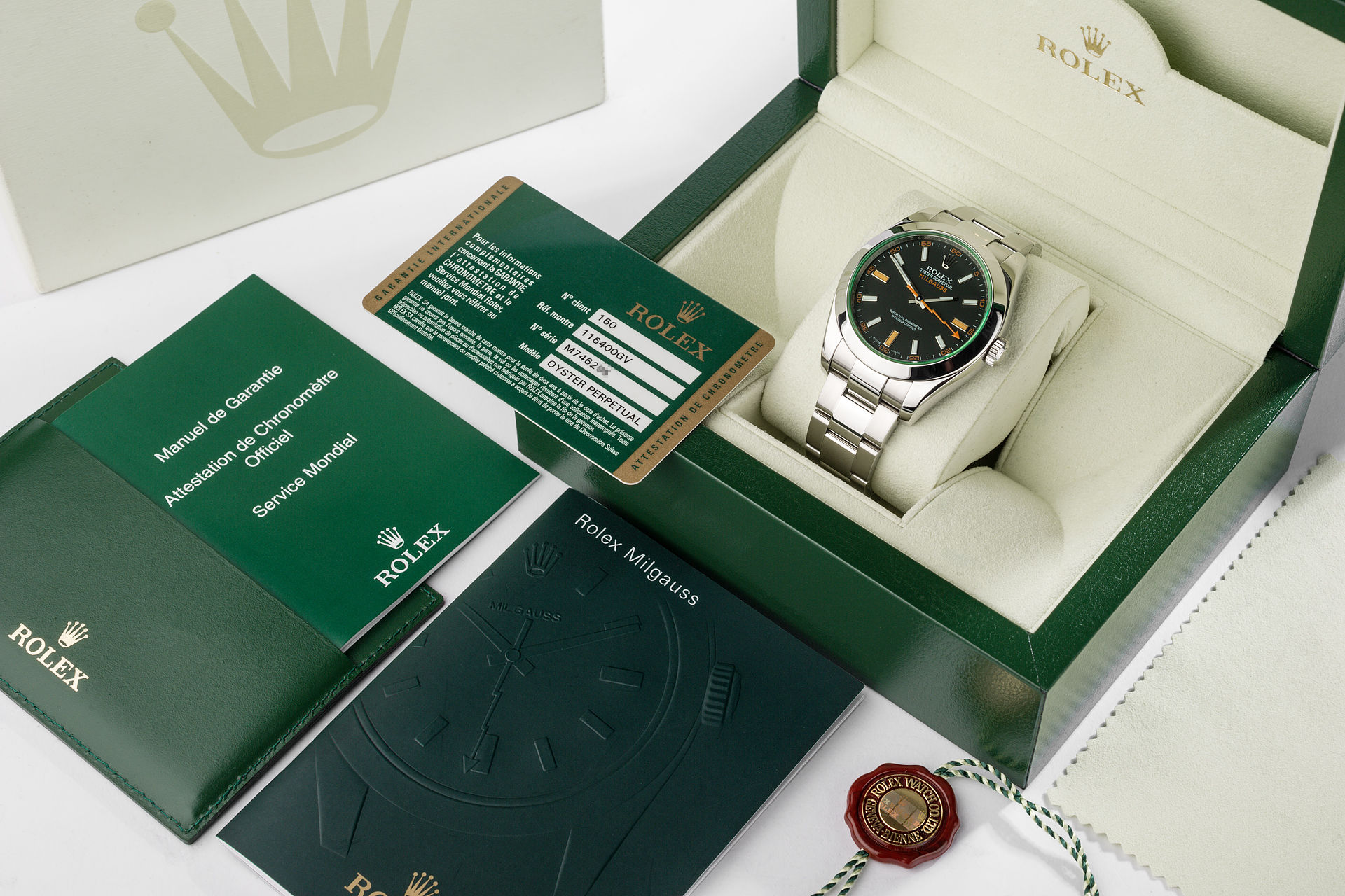 ref 116400GV | Box and Papers | Rolex Milgauss