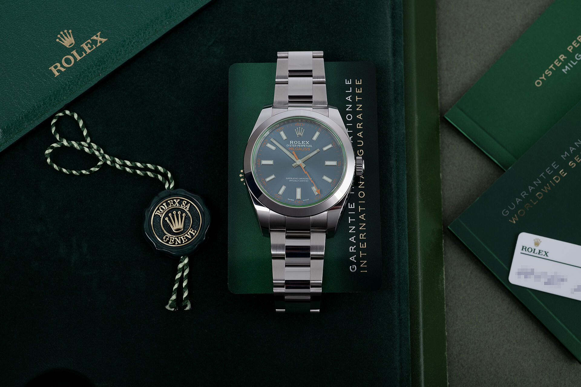 ref 116400GV | Z Blue with Box and Papers | Rolex Milgauss