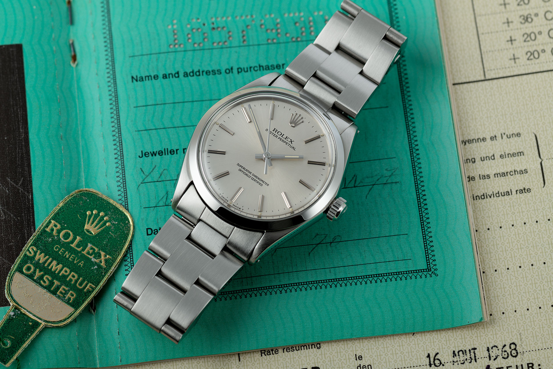 ref 1002 | '1968 Chronometer Certificate' | Rolex Oyster Perpetual