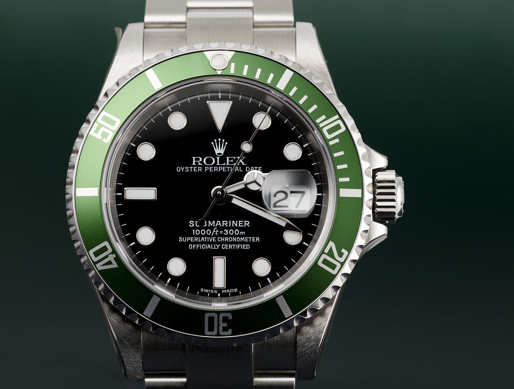 2005 Rolex Submariner Kermit Green 50th Anniversary Steel Watch 16610