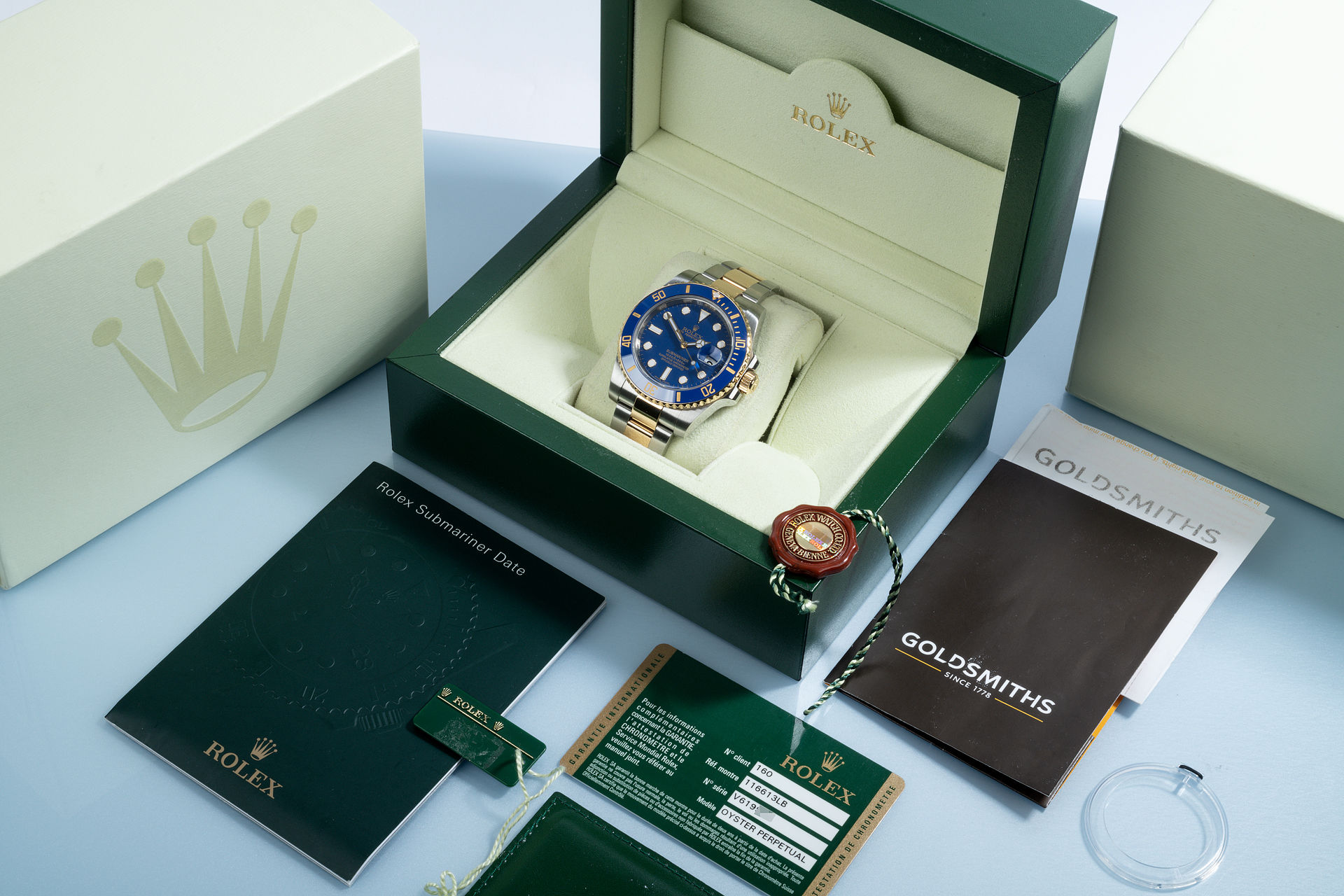 ref 116613LB | '1st Series' Box & Certificate | Rolex Submariner Date