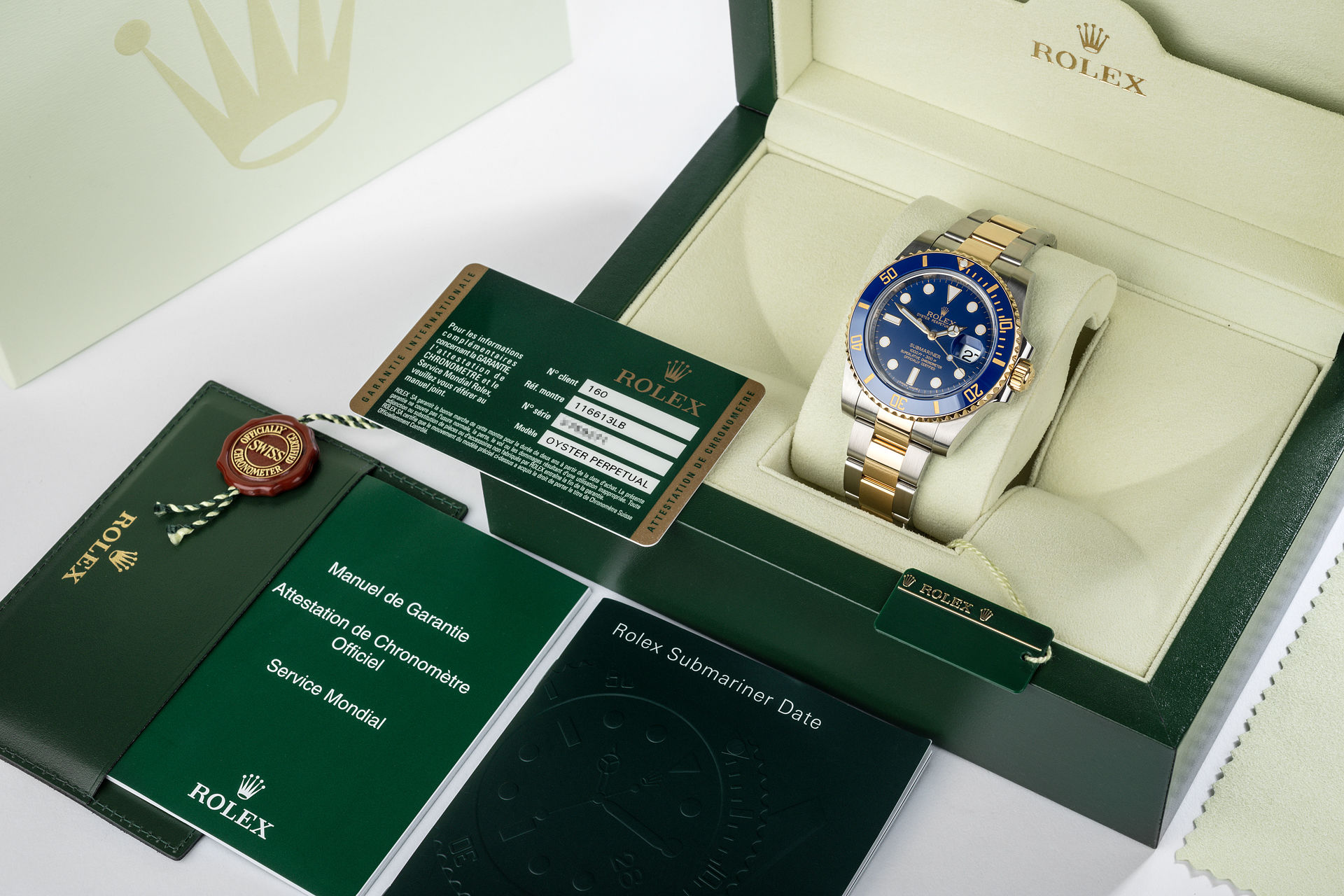 ref 116613LB | Gold & Steel 'Full Set' | Rolex Submariner Date